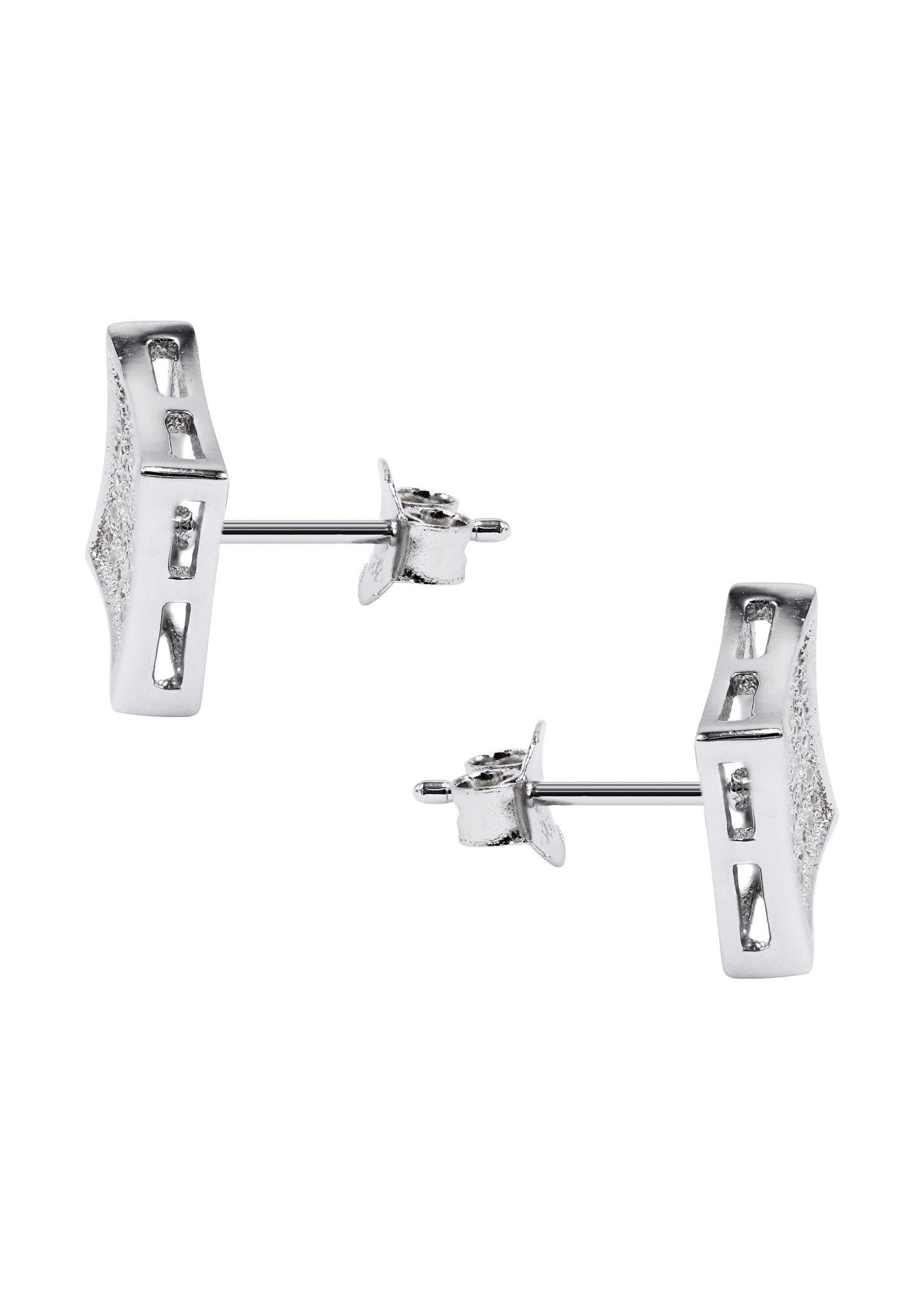 Mens Jewelry - Silver Micro Pave Square Iced Out VVS Stud Earrings for Men | Appx. 2.3 Grams