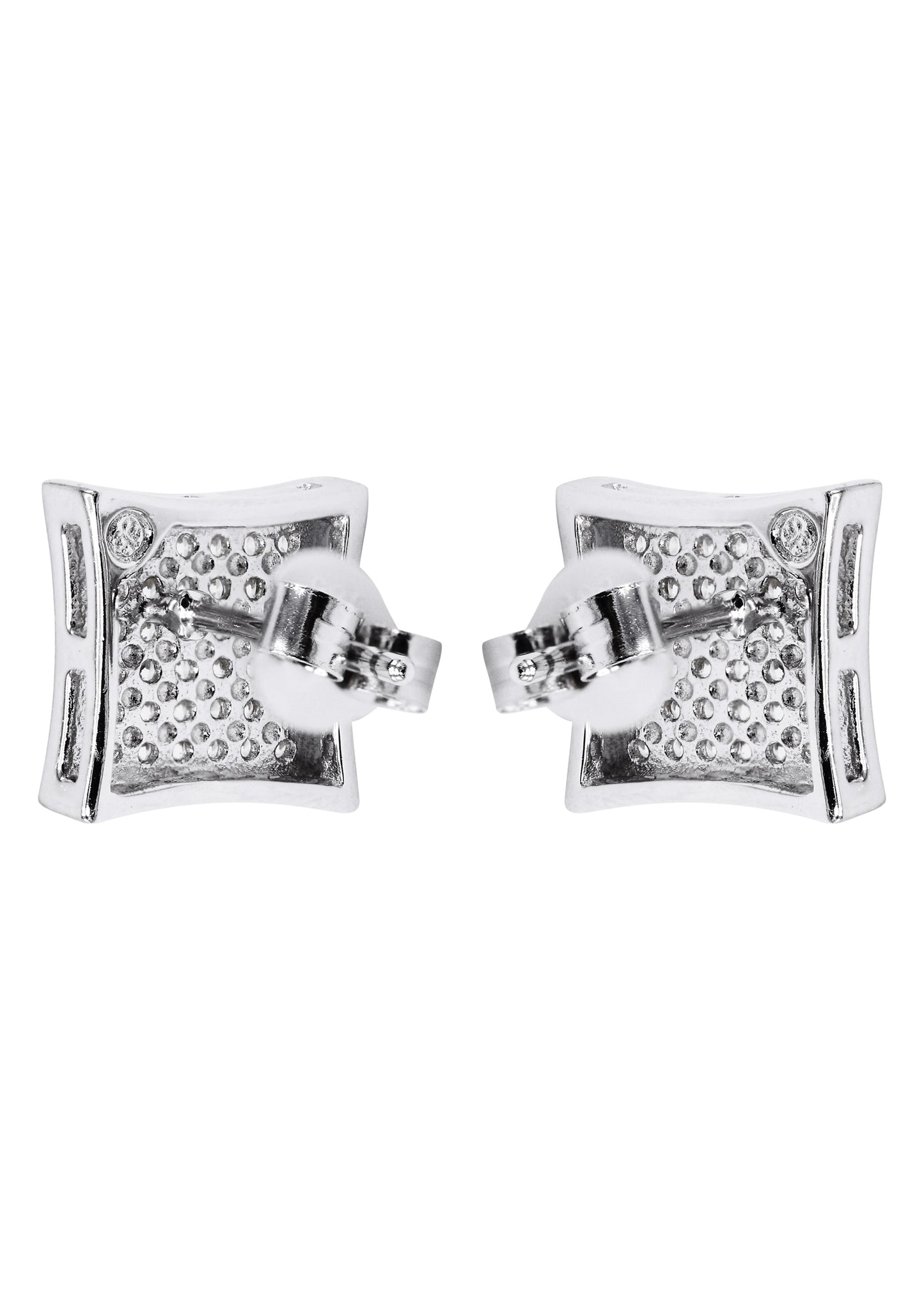 Mens Jewelry - Silver Micro Pave Square Iced Out VVS Stud Earrings for Men | Appx. 2.3 Grams