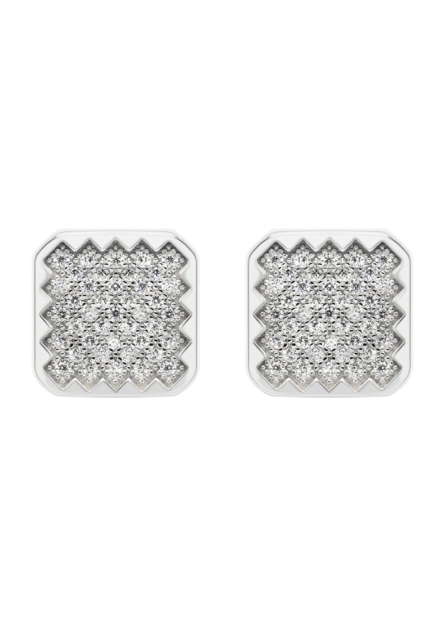 Mens Jewelry - Silver Micro Pave Iced Out VVS Earrings for Men | Appx. 3.5 Grams