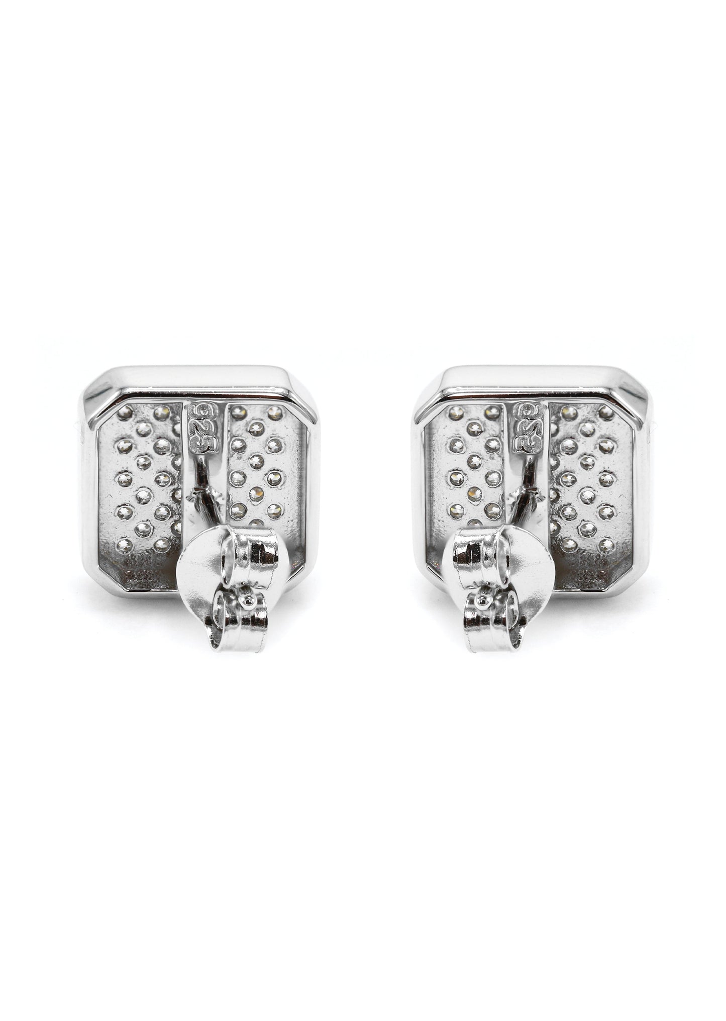 Mens Jewelry - Silver Micro Pave Iced Out VVS Earrings for Men | Appx. 3.5 Grams