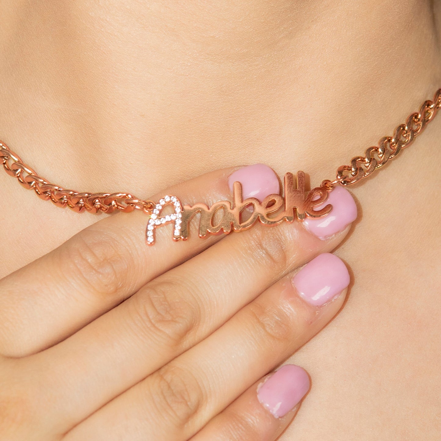 Women Jewelry - Rose Gold Iced Out VVS Name Necklace | Style # N44