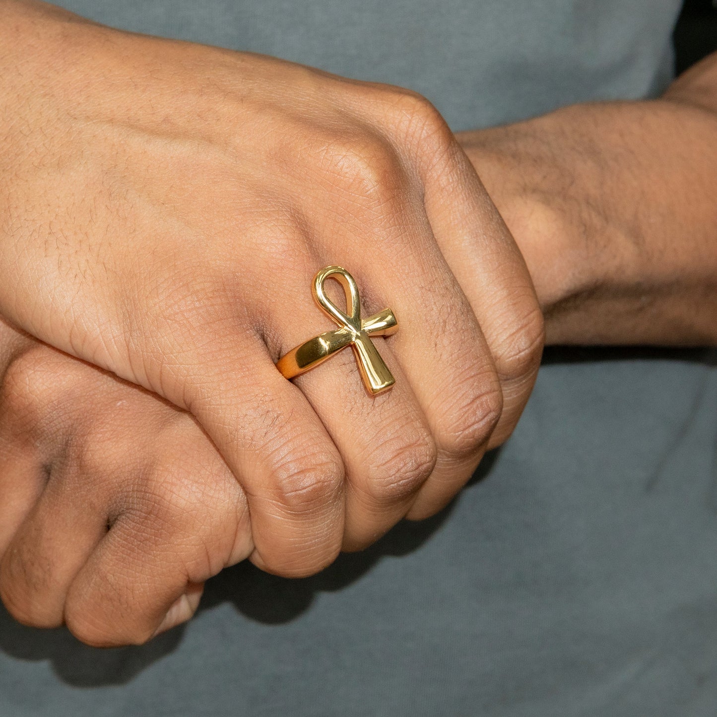 Mens Jewelry - Ankh Gold Pinky Ring | 7.7 Grams