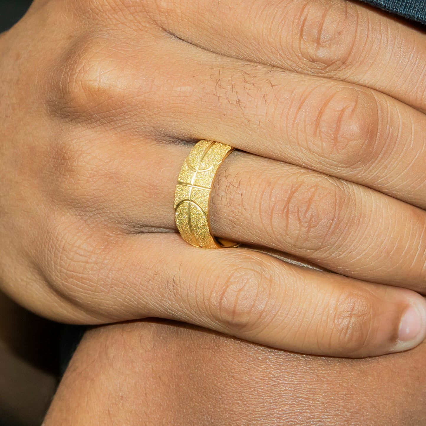 Mens Jewelry - Sand Blast Gold Wedding Ring | 9 Grams