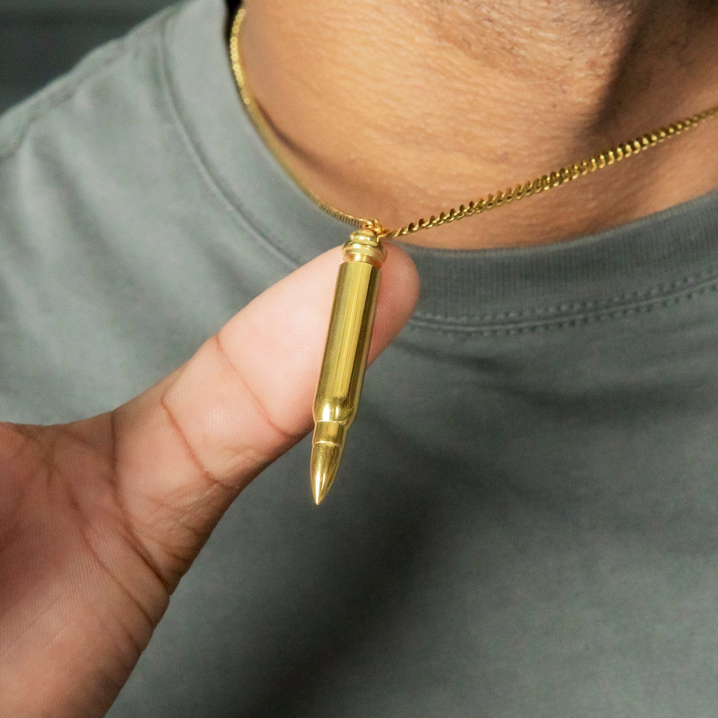 Mens Jewelry - 14K Gold Bullet Necklace | Appx. 7.6 Grams