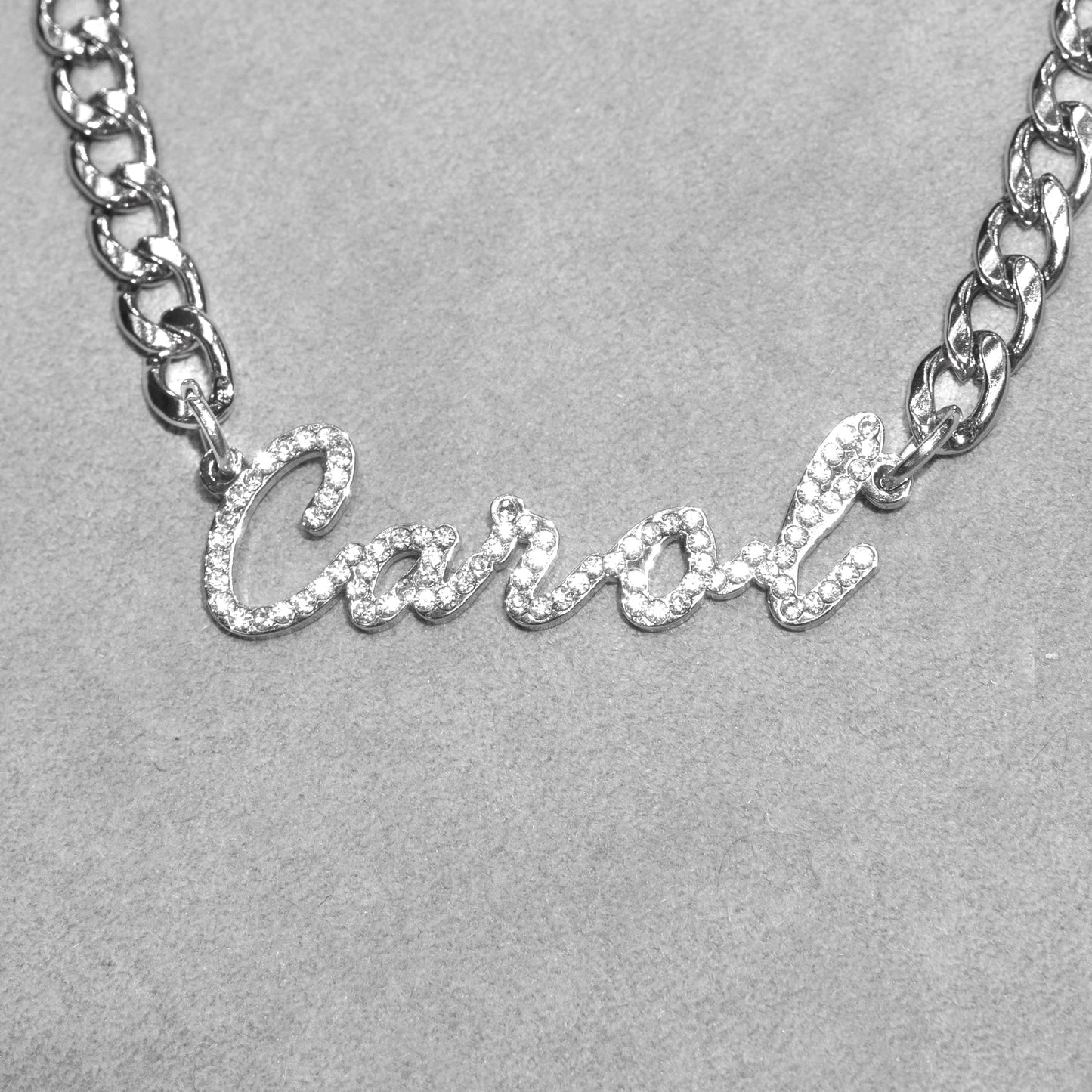 Women Jewelry - White Gold Iced Out VVS Name Necklace | Style # N40