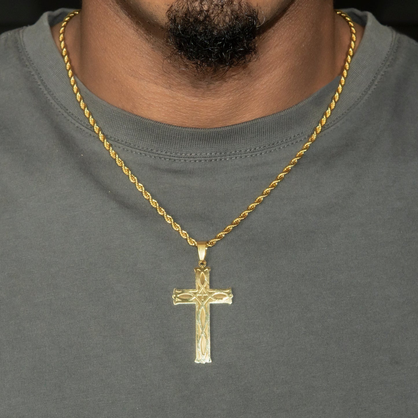 Mens Jewelry - 14K Gold Cross Necklace | Appx. 7 Grams