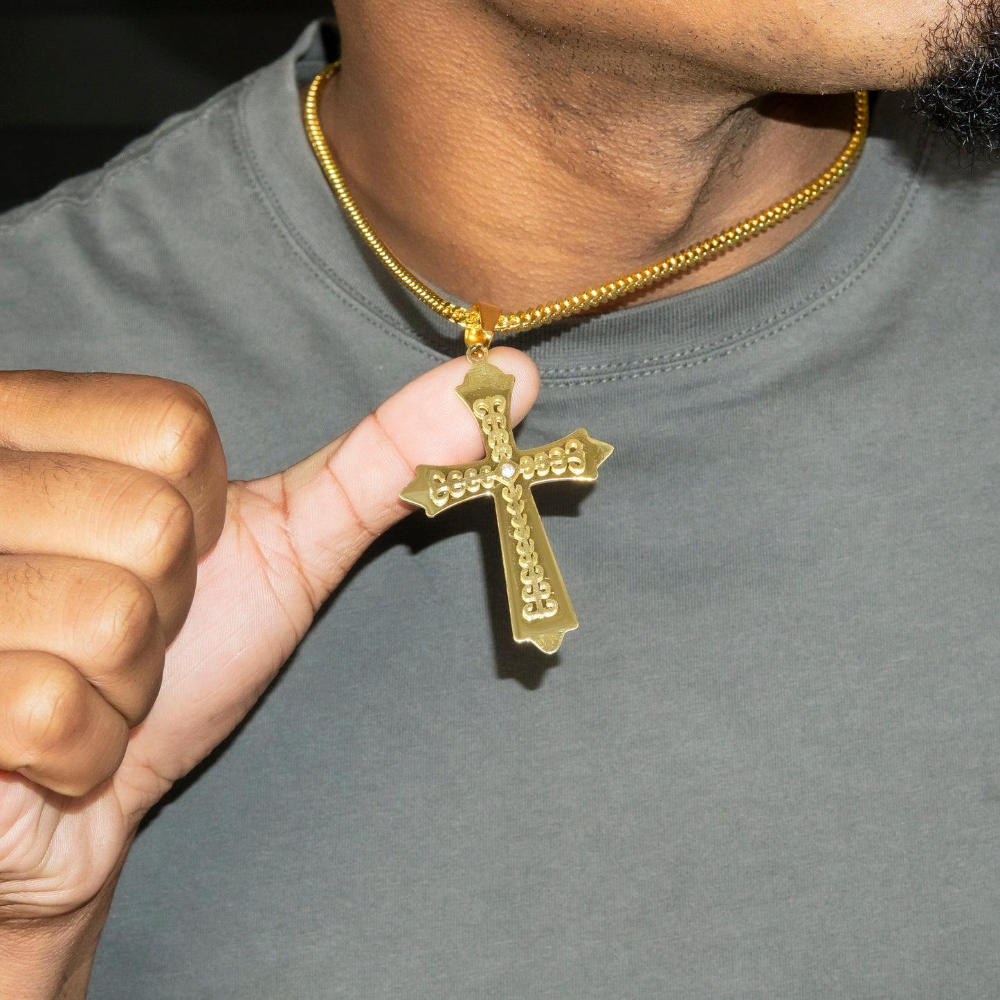 Mens Jewelry - 14K Gold Cross Necklace | Appx. 11 Grams