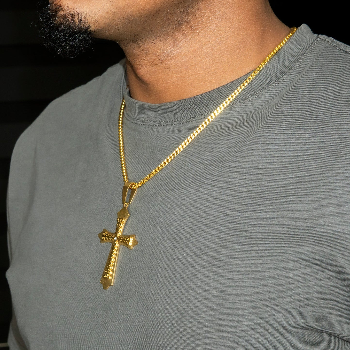 Mens Jewelry - 14K Gold Cross Necklace | Appx. 11 Grams