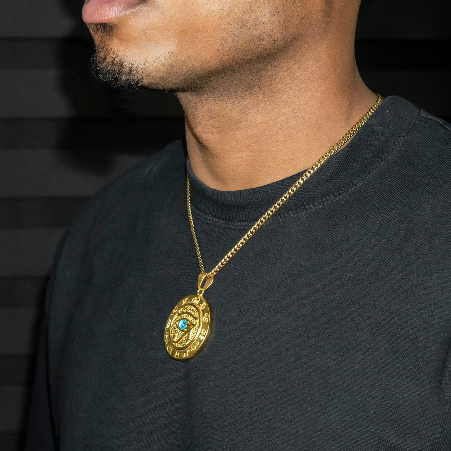 Mens Jewelry - 14K Gold Eye Of Rah Necklace | Appx. 24 Grams