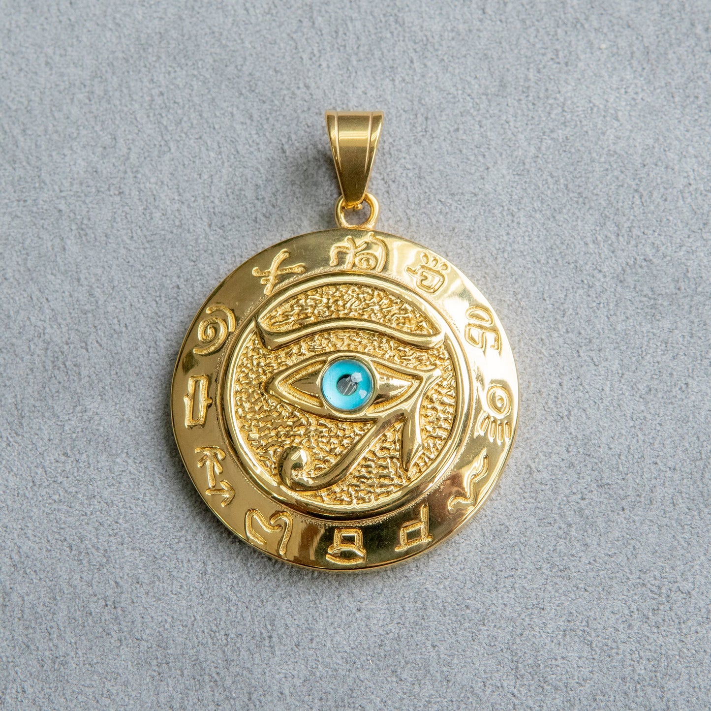Mens Jewelry - 14K Gold Eye Of Rah Necklace | Appx. 24 Grams
