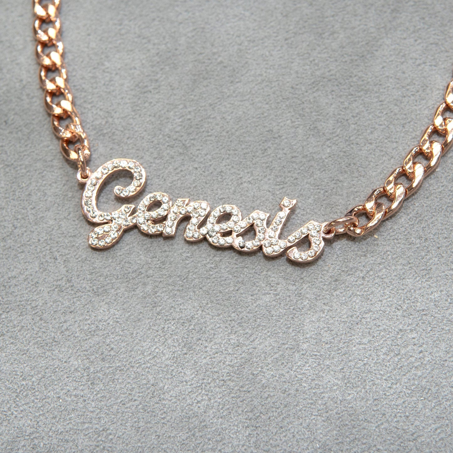 Women Jewelry - Rose Gold Iced Out VVS Name Necklace | Style # N24