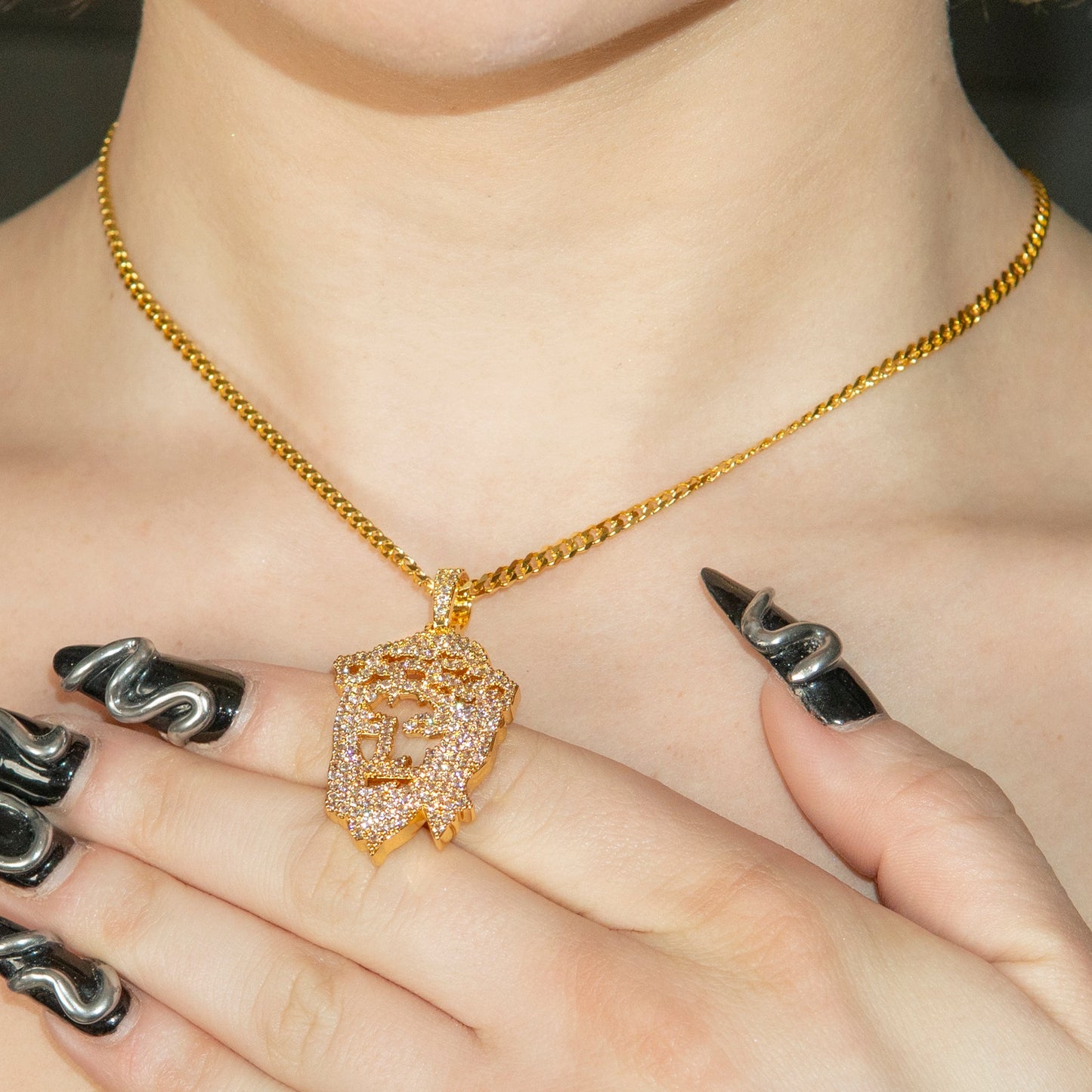 Womens Jewelry - Gold Iced Out VVS Jesus Piece Chain | Appx. 14.6 Grams