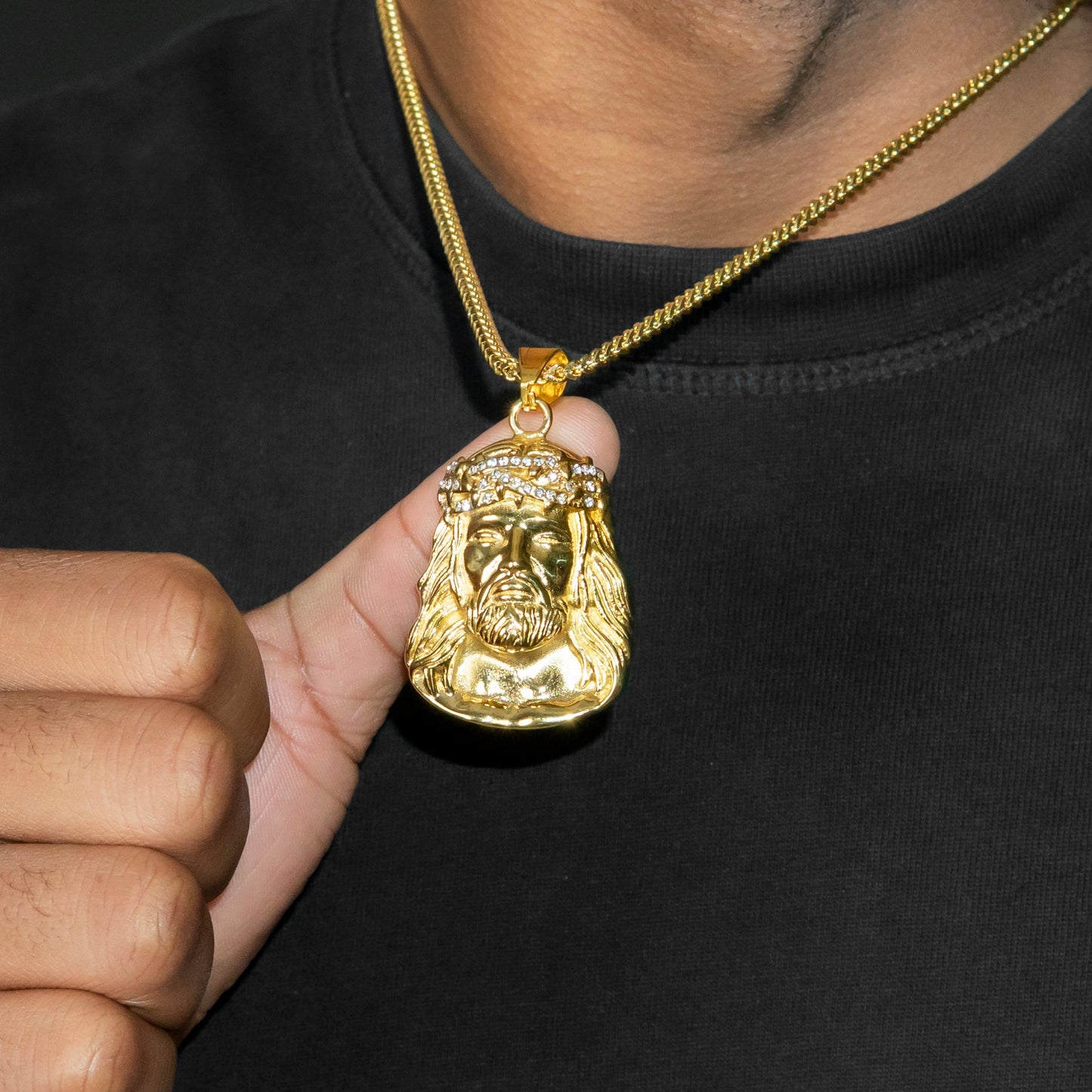 Mens Jewelry - 14K Gold Jesus Head Necklace | Appx. 23 Grams