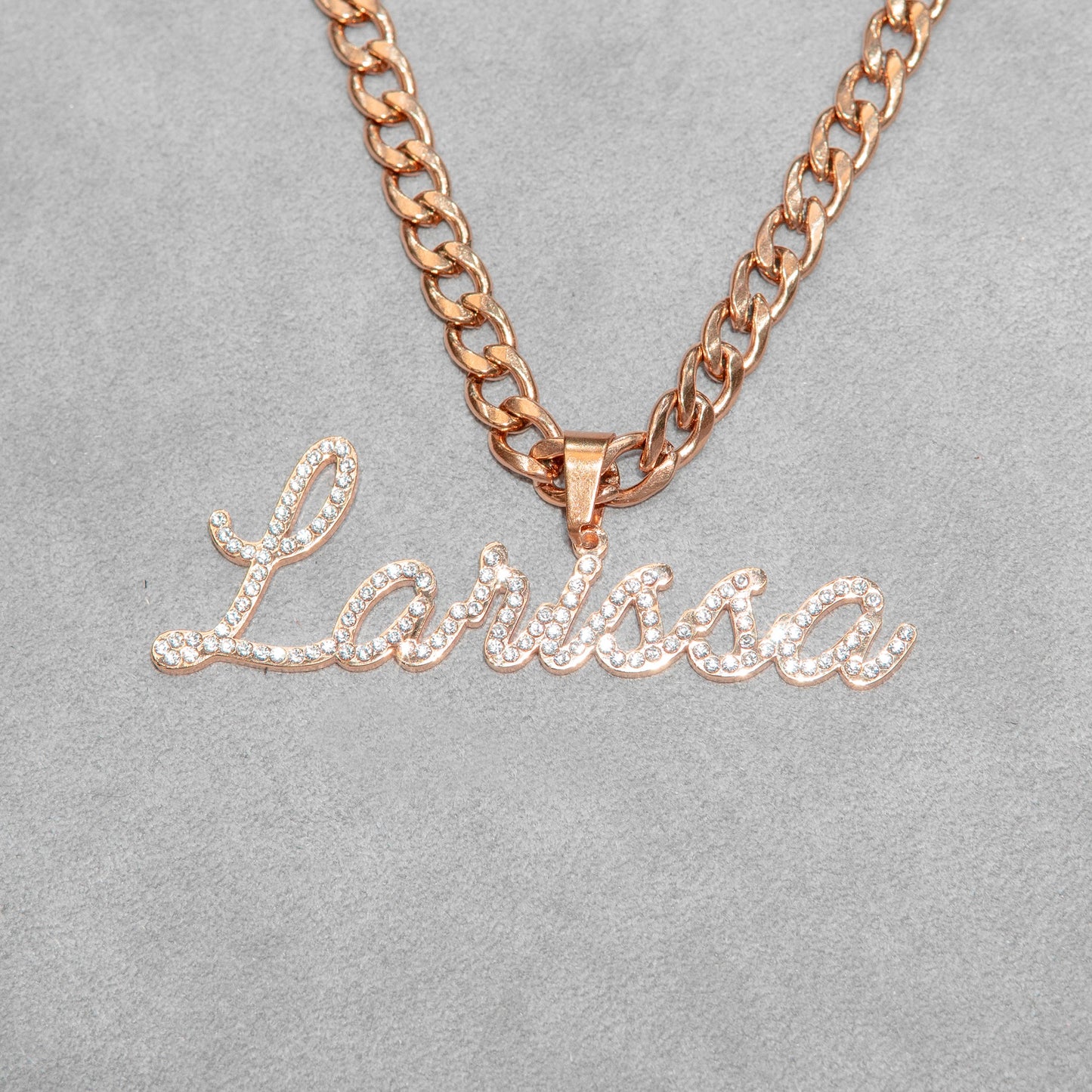 Women Jewelry - Rose Gold Iced Out VVS Name Necklace | Style # N26