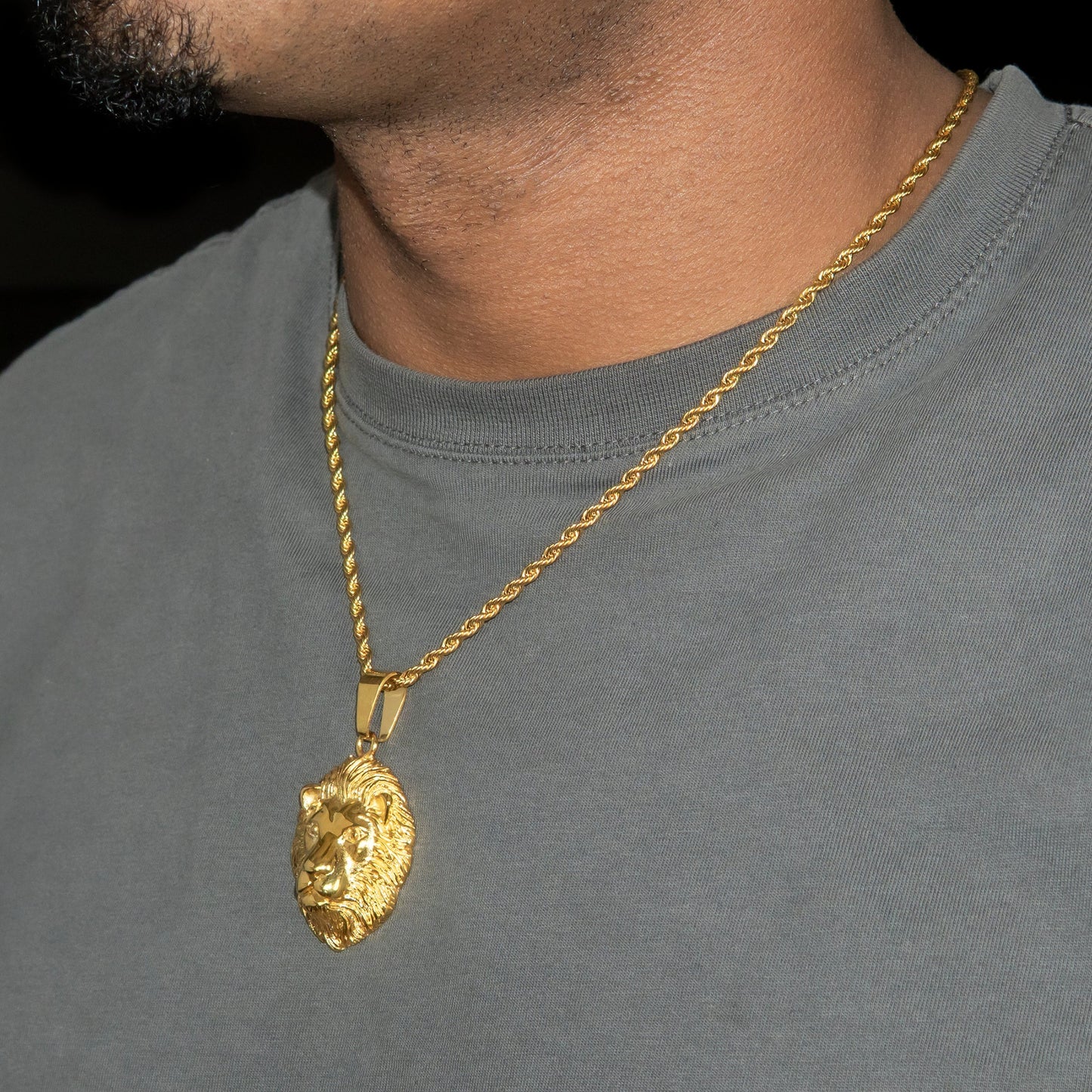 Mens Jewelry - 14K Gold Lion Head Necklace | Appx. 16 Grams