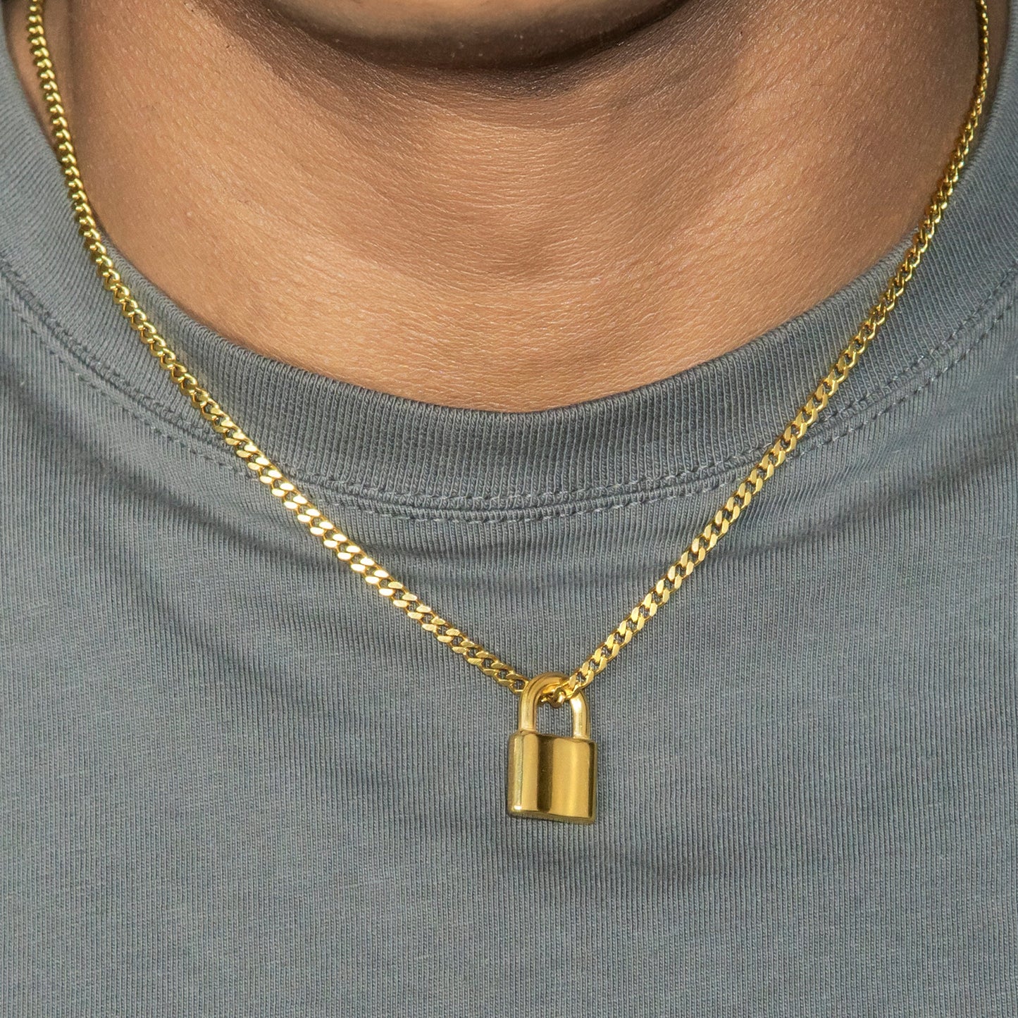 Mens Jewelry - 14K Gold Lock Necklace | Appx. 3.5 Grams
