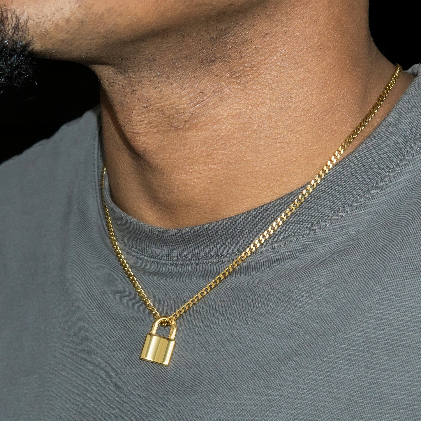 Mens Jewelry - 14K Gold Lock Necklace | Appx. 3.5 Grams
