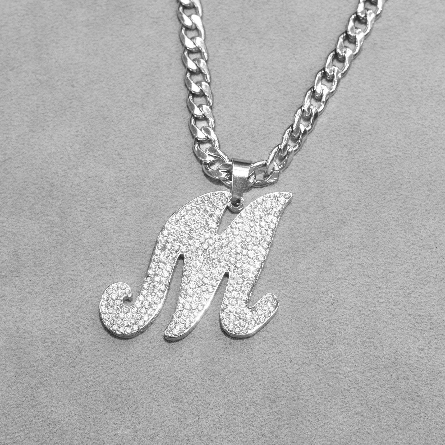 Women Jewelry - White Gold Initial Iced Out VVS Necklace | Style # 48