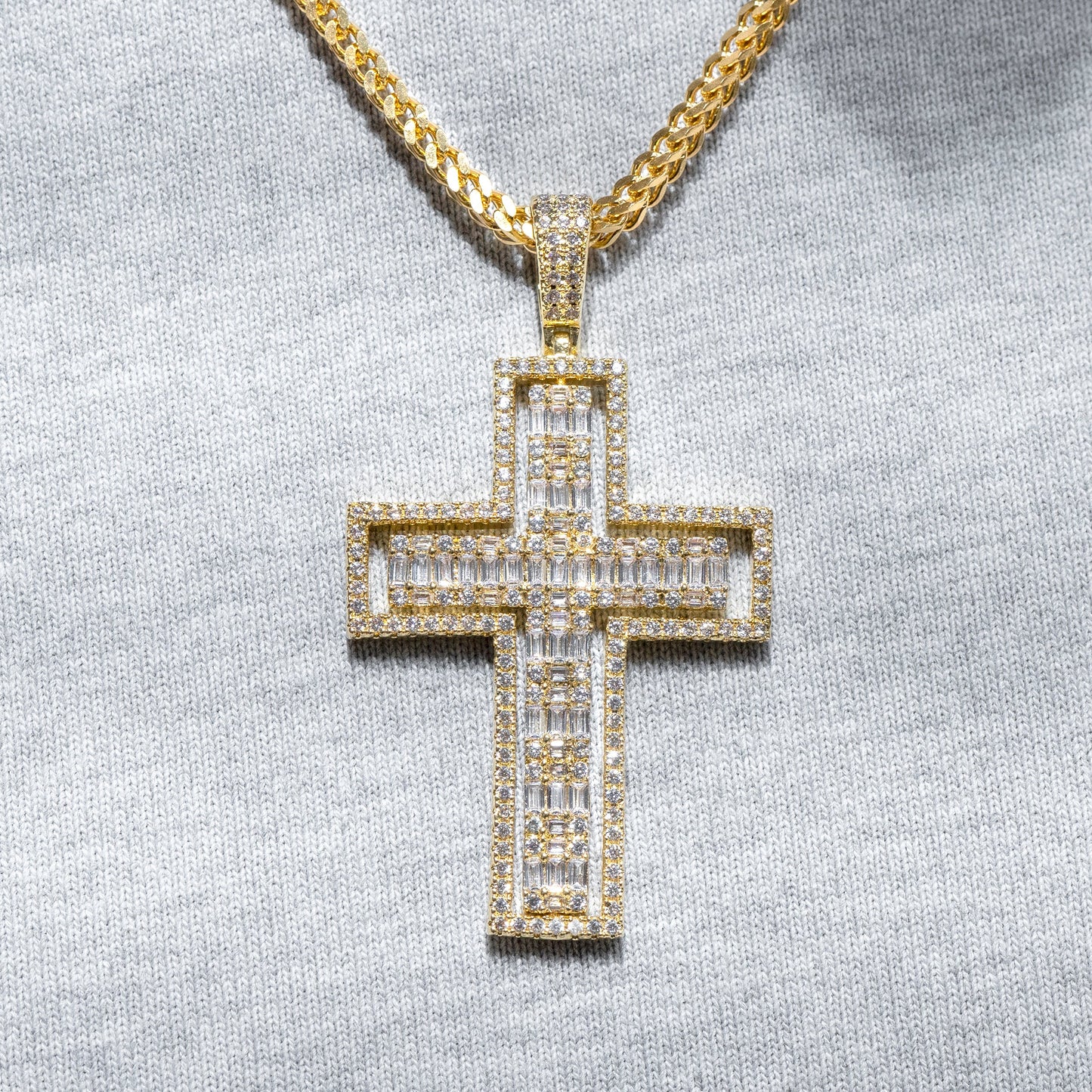 Mens Jewelry - Iced Out VVS Baguette Cross Pendant | 18 Grams