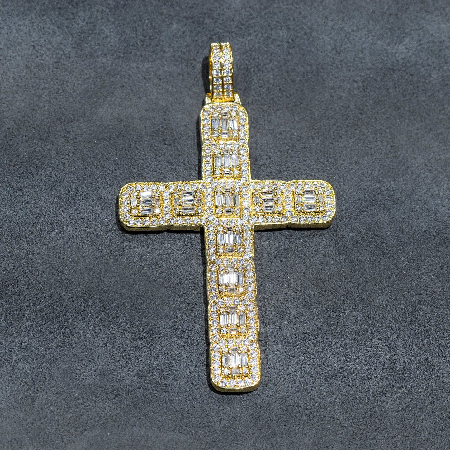 Mens Jewelry - Iced Out VVS Baguette Cluster Cross Pendant | 13.2 Grams
