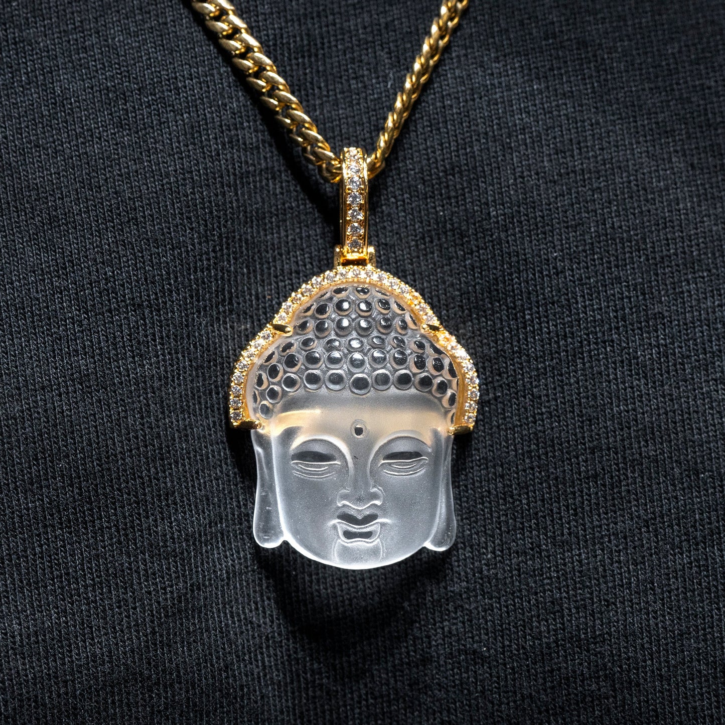 Mens Jewelry - Gold Iced Out VVS Buddha Necklace | Appx. 24.5 Grams