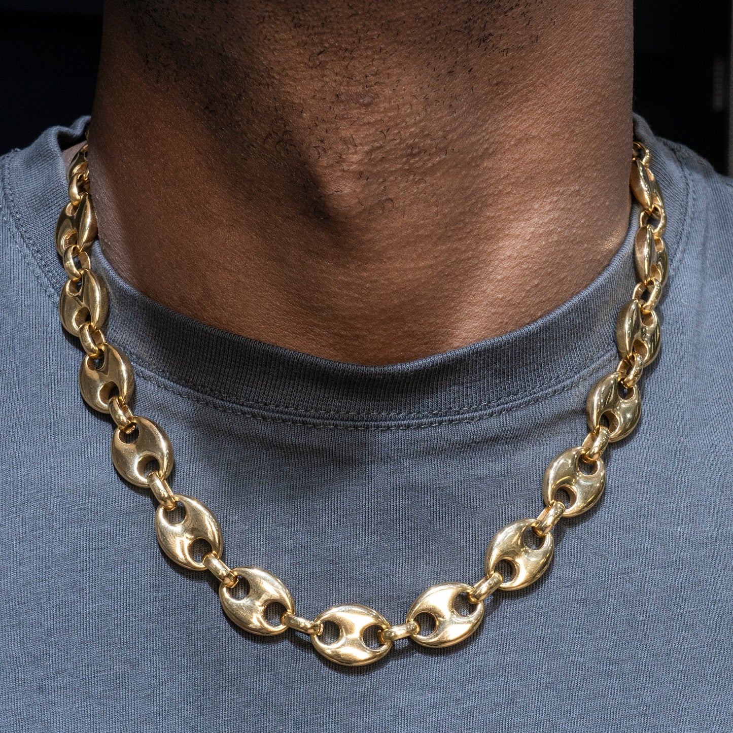 Mens Jewelry - Mens 14K Gold Puff Chain & Bracelet