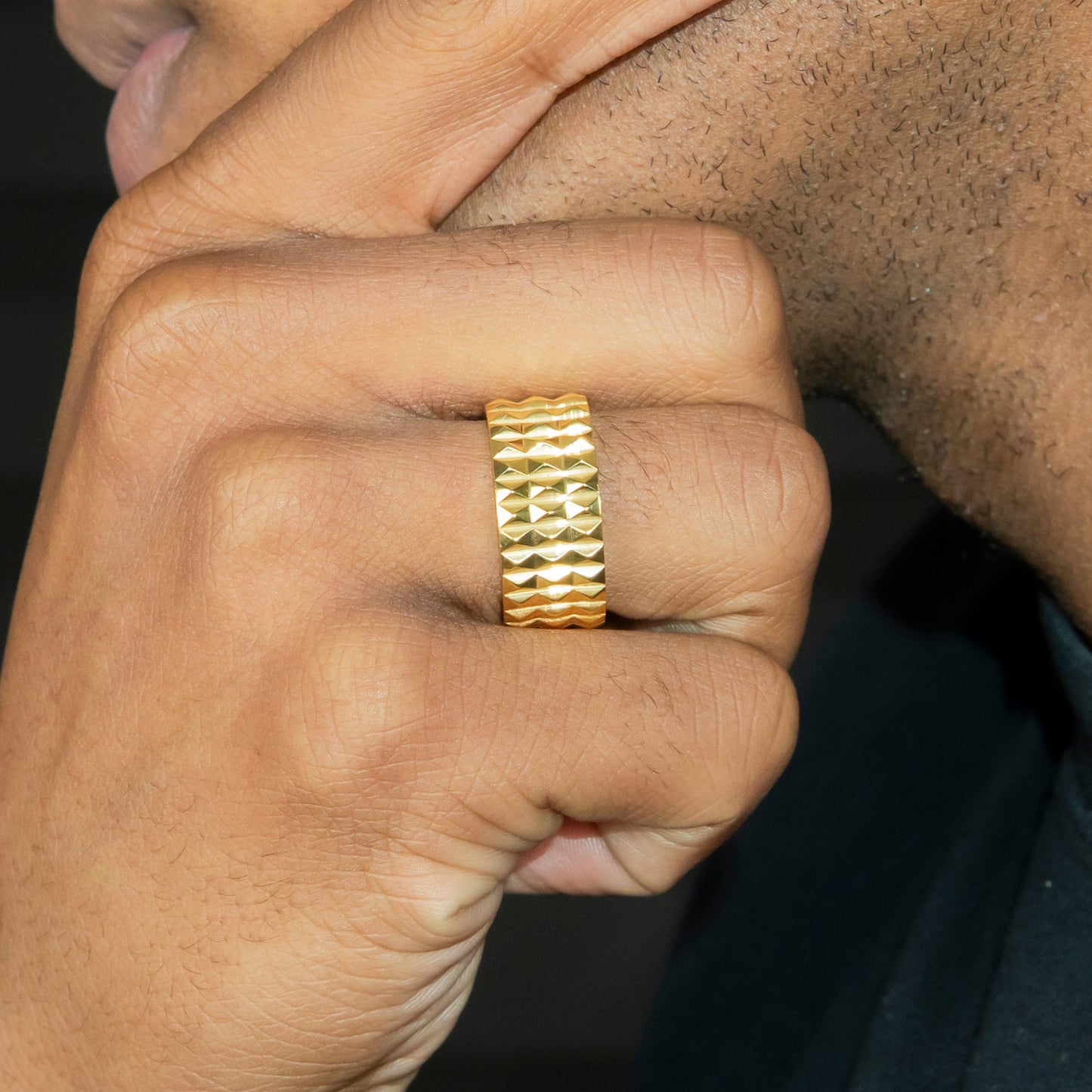 Mens Jewelry - Gold Spikey Wedding Ring | 7.3 Grams