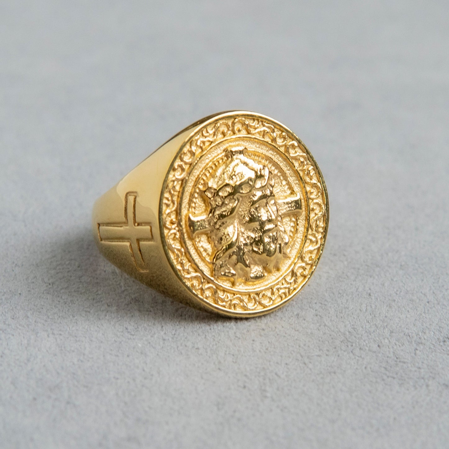 Mens Jewelry - Jesus Head Gold Pinky Ring | 20 Grams