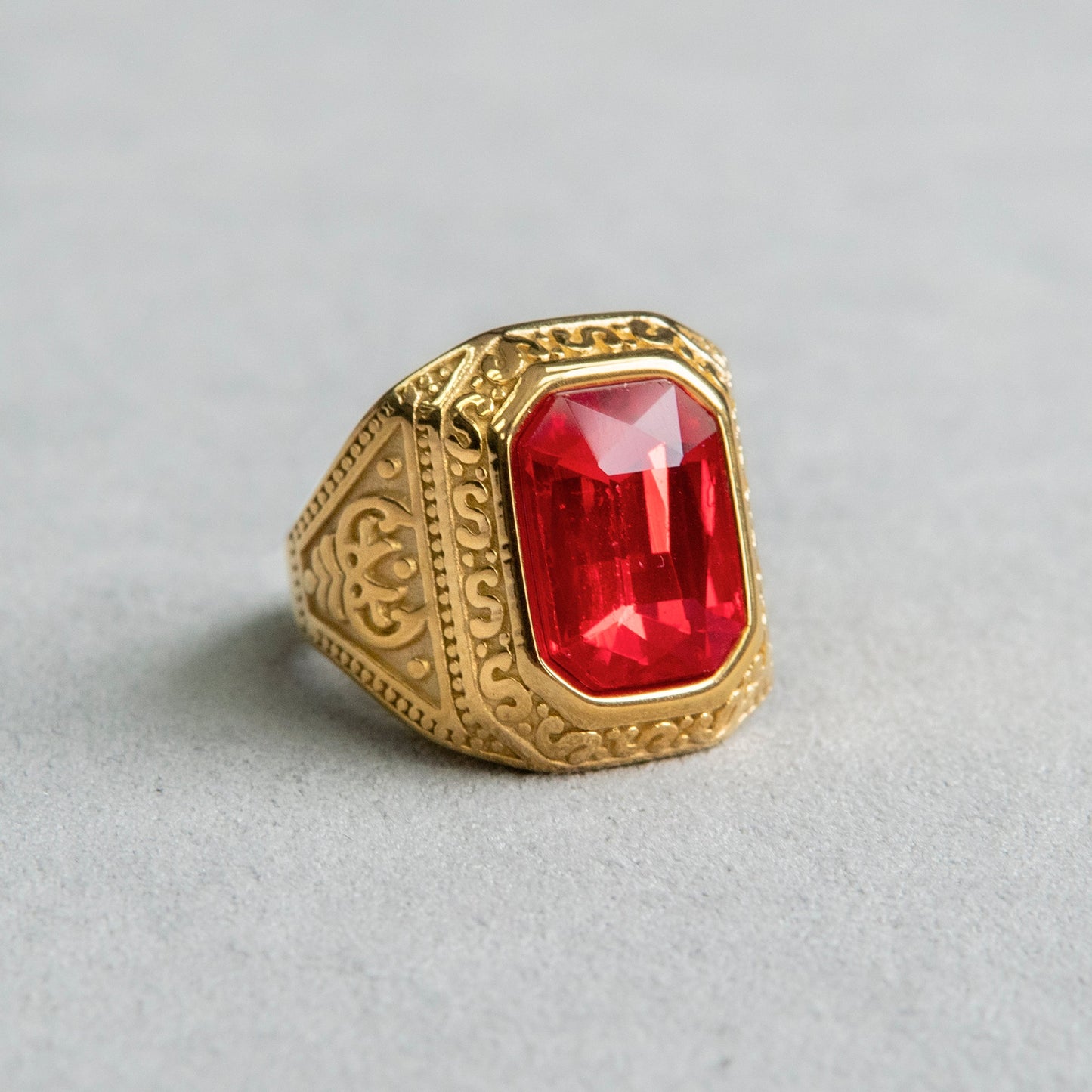 Mens Jewelry - Ruby Gold Pinky Ring | 15 Grams