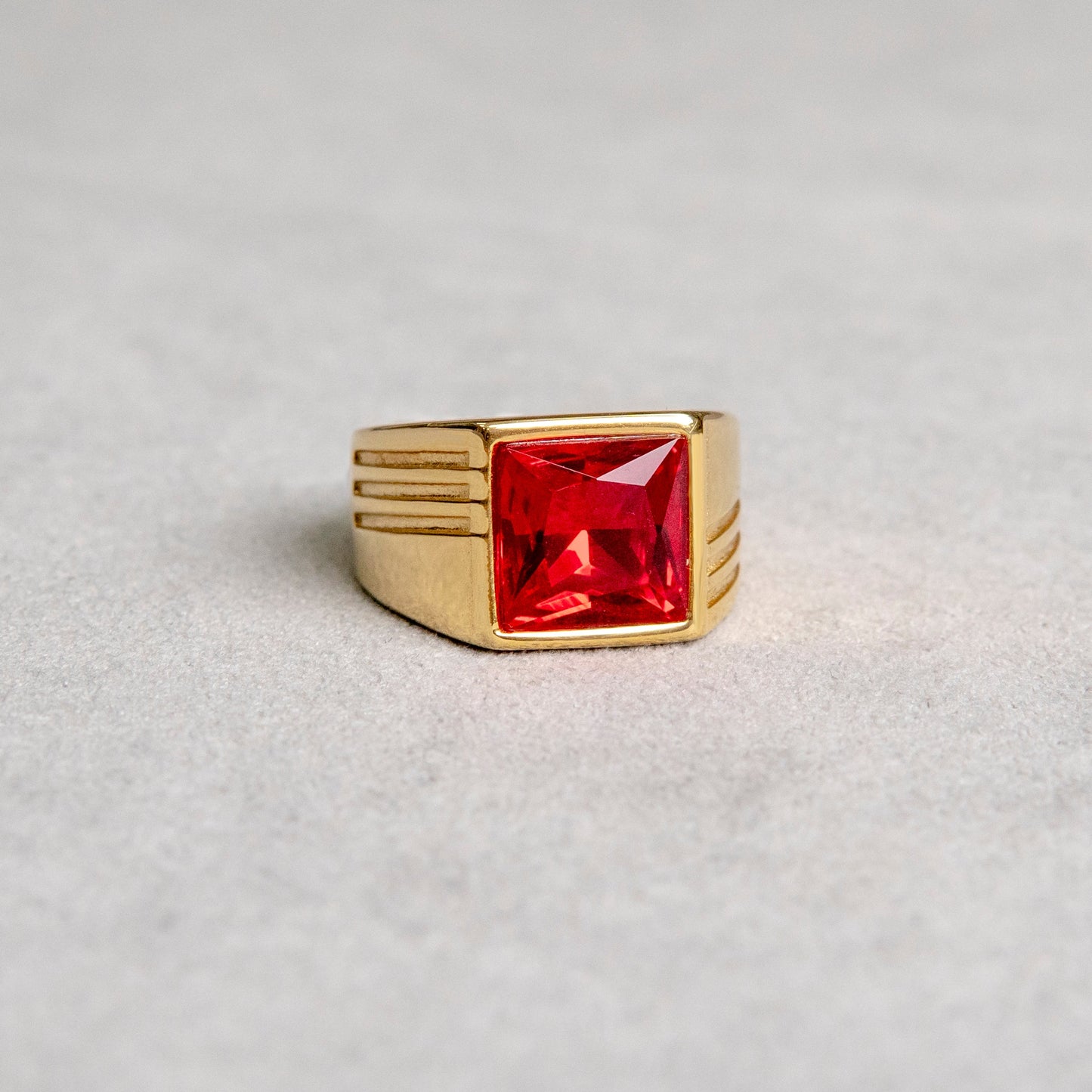 Mens Jewelry - Ruby Gold Pinky Ring | 11 Grams