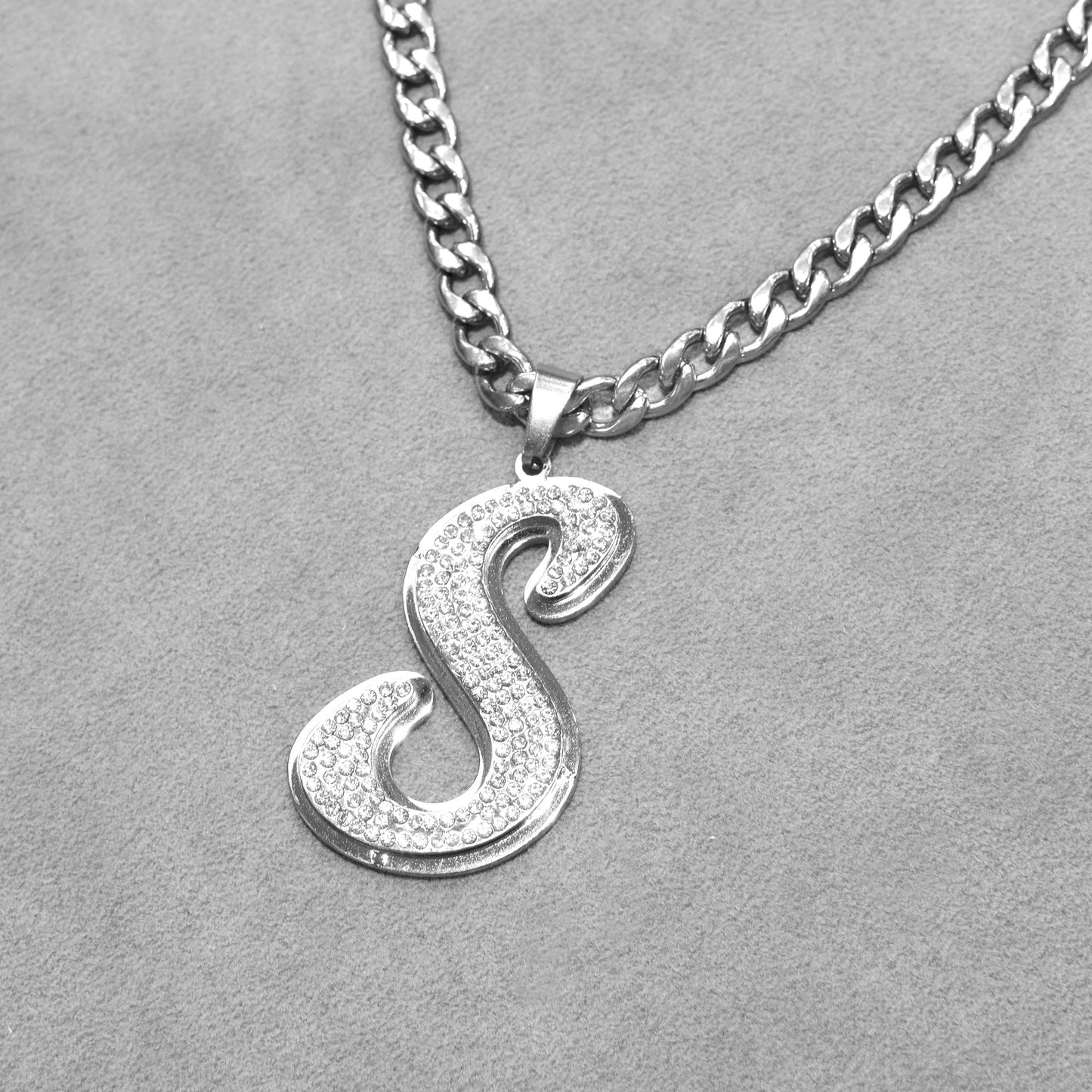 Women Jewelry - White Gold Initial Iced Out VVS Necklace | Style # 47