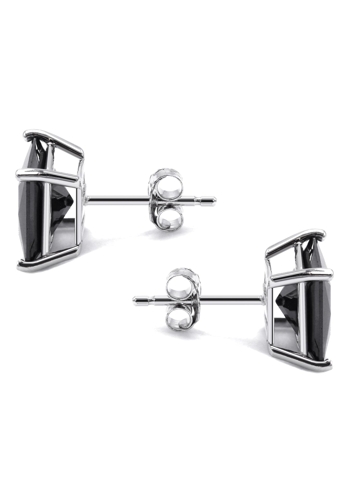 Mens Jewelry - Silver Square Black Iced Out VVS Stud Earrings for Men | Appx. 2.5 Grams