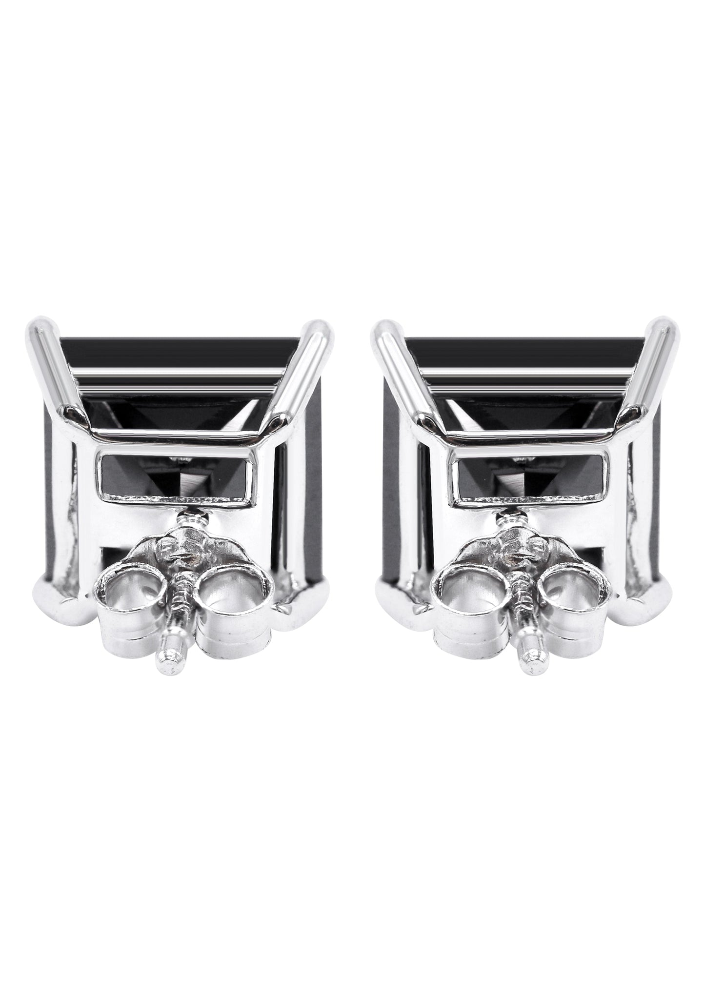 Mens Jewelry - Silver Square Black Iced Out VVS Stud Earrings for Men | Appx. 2.5 Grams