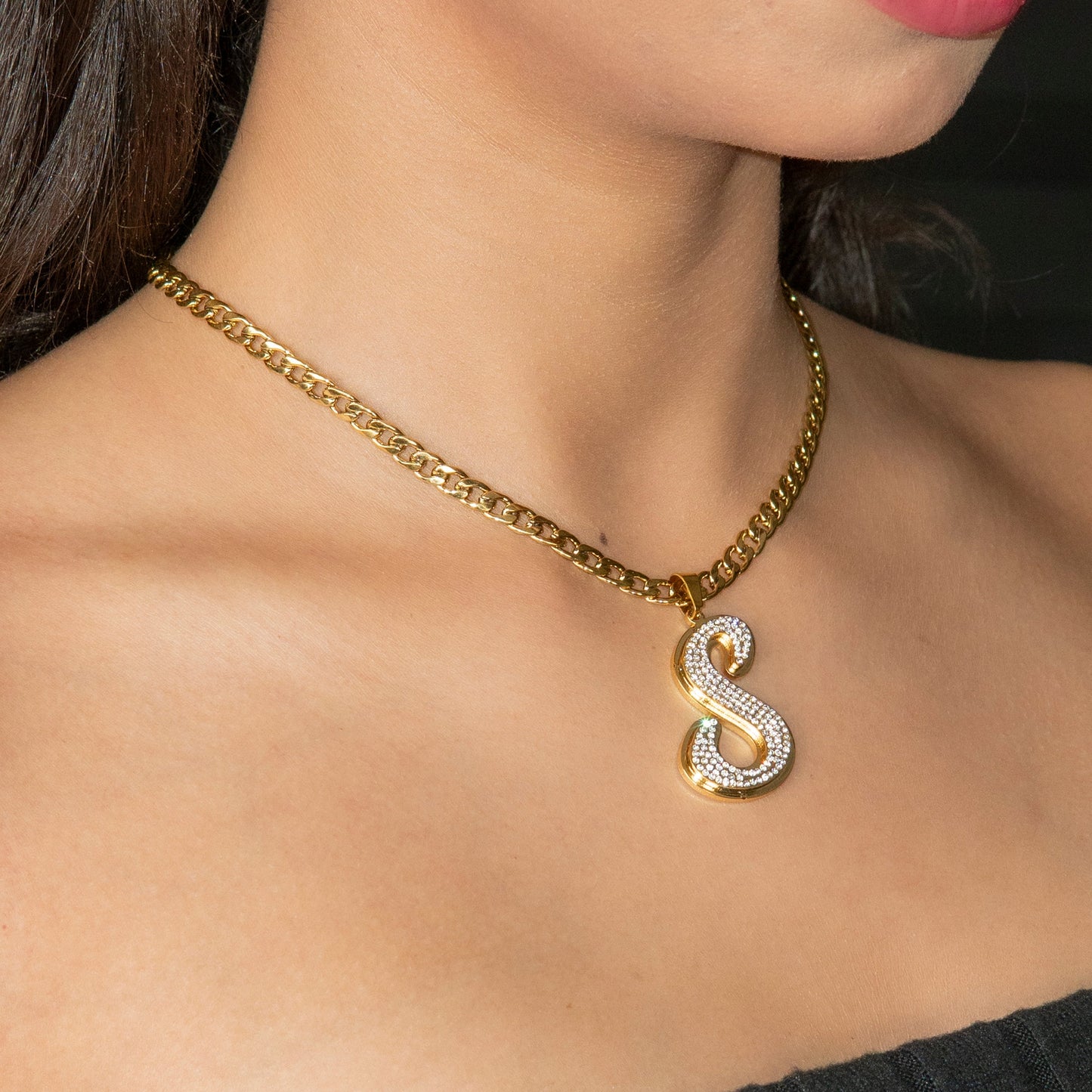 Women Jewelry - Initial Iced Out VVS Necklace | Style # 47