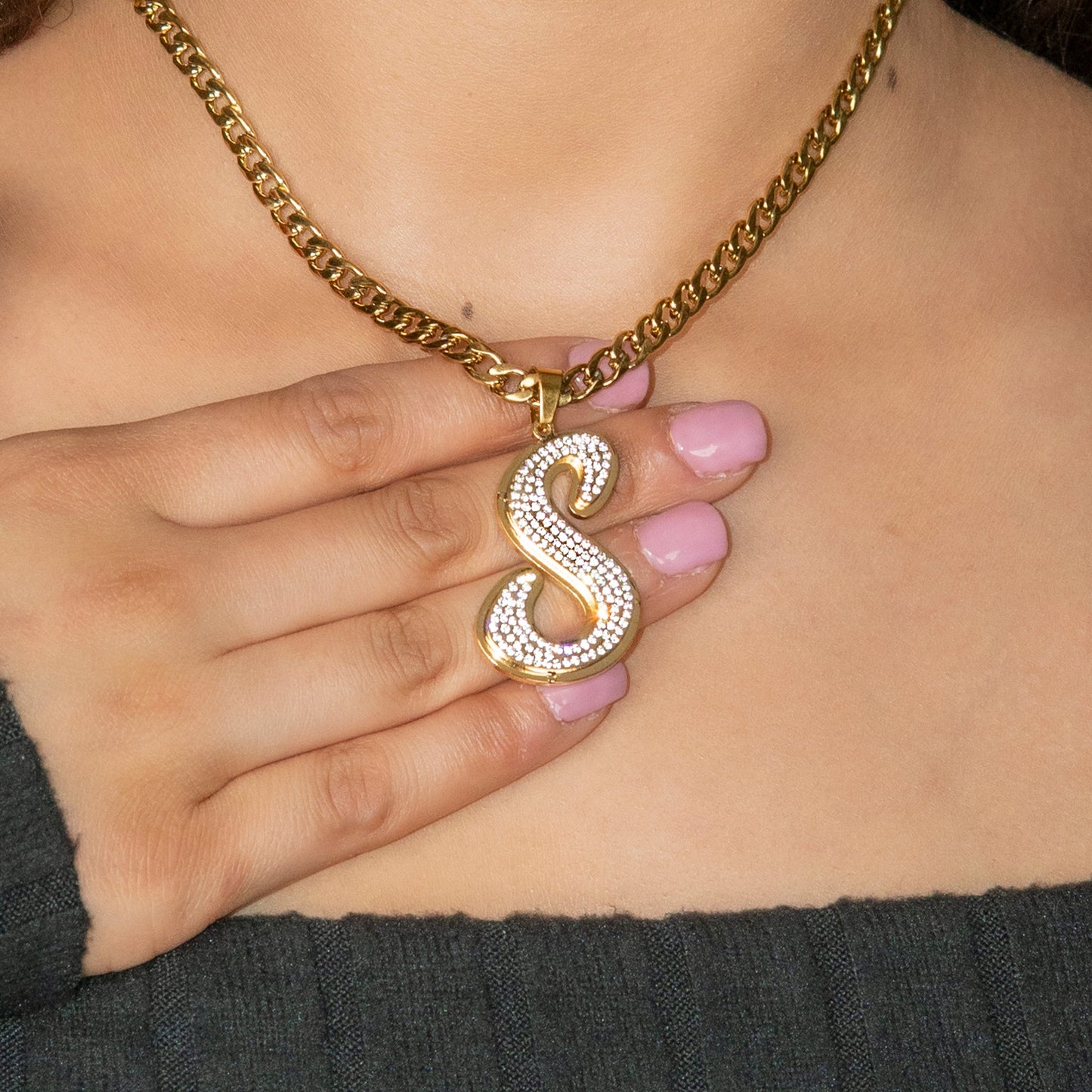 Women Jewelry - Initial Iced Out VVS Necklace | Style # 47