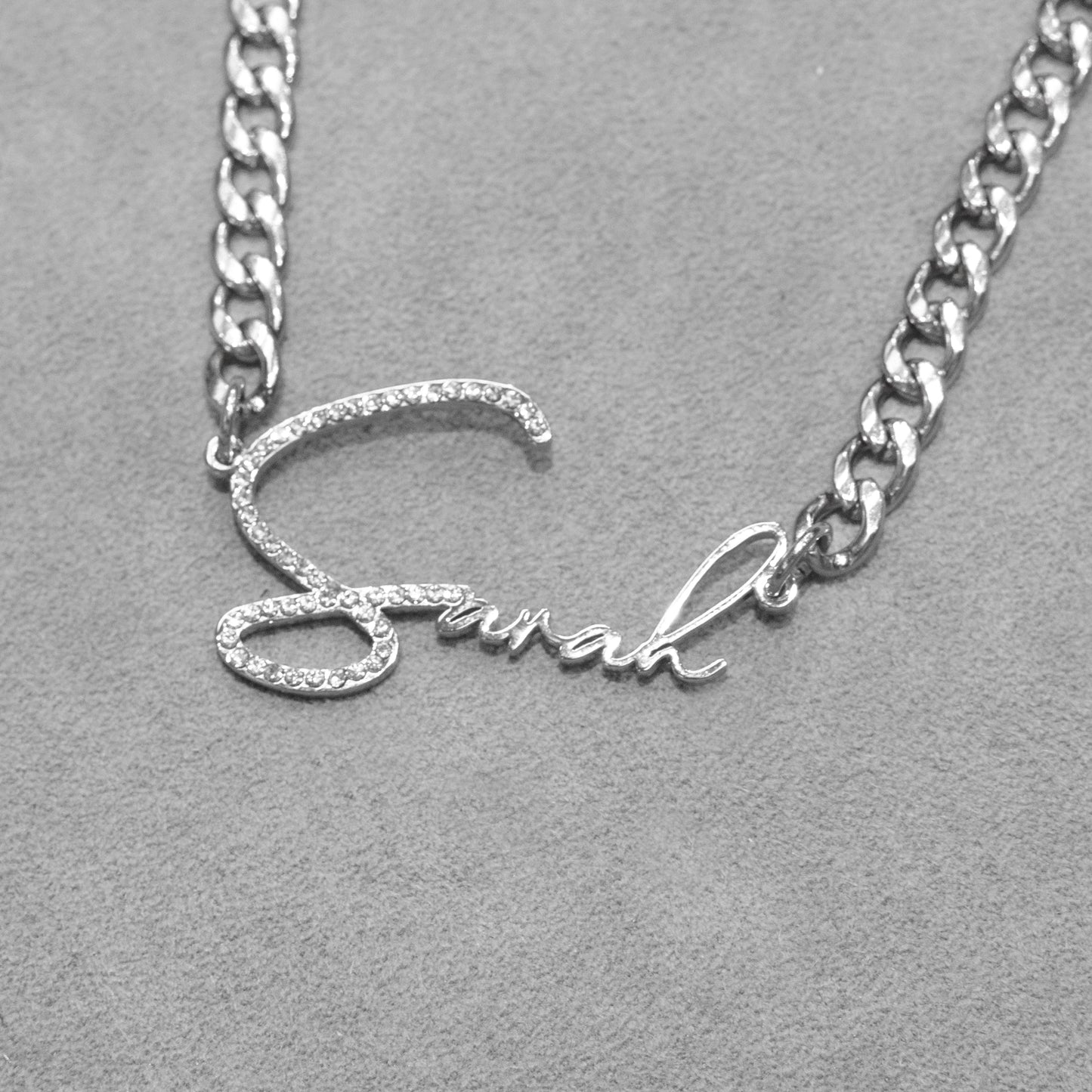 Women Jewelry - White Gold Iced Out VVS Name Necklace | Style # N45