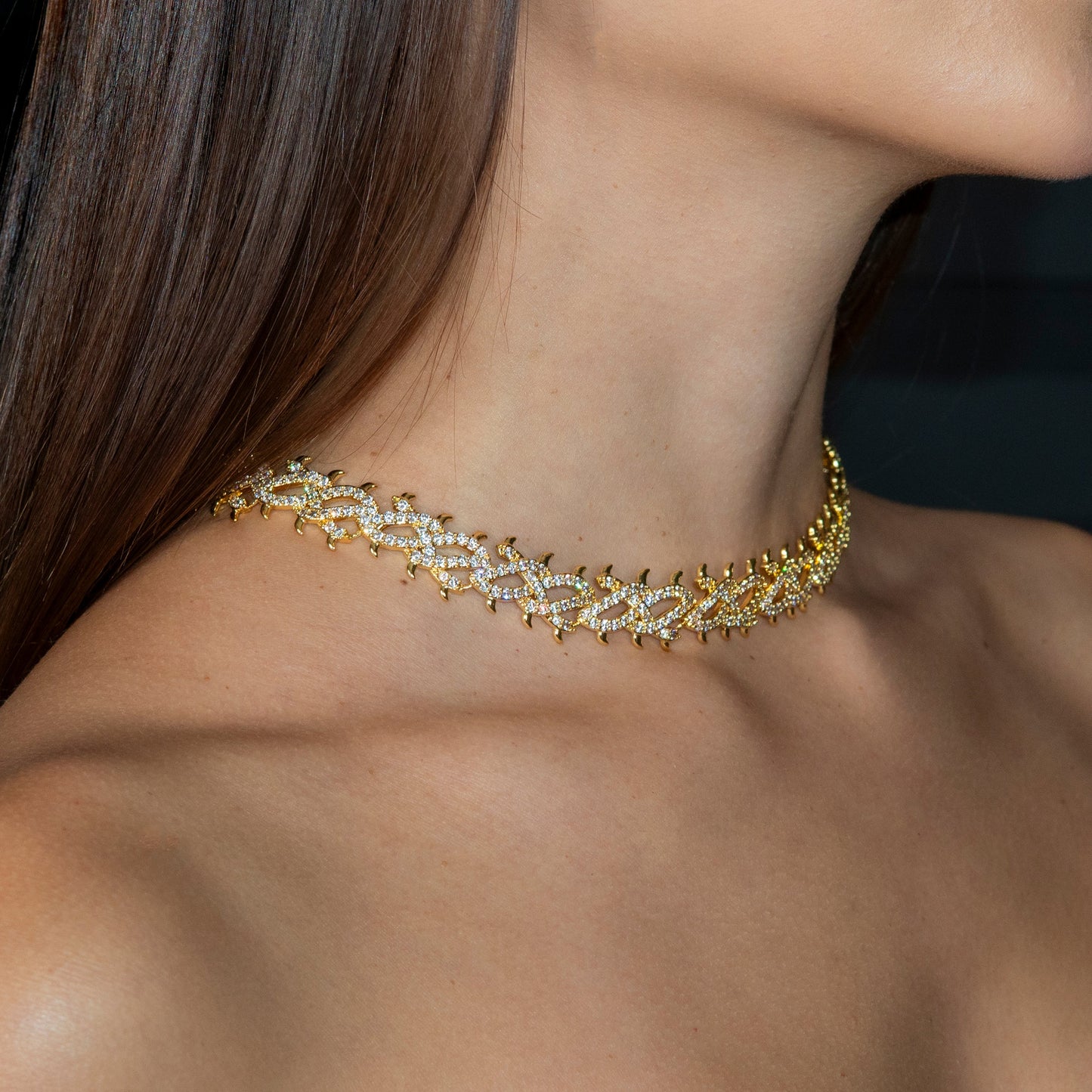 Gold Jewelry - Womens 14K Gold Iced Out VVS Spike Link Chain