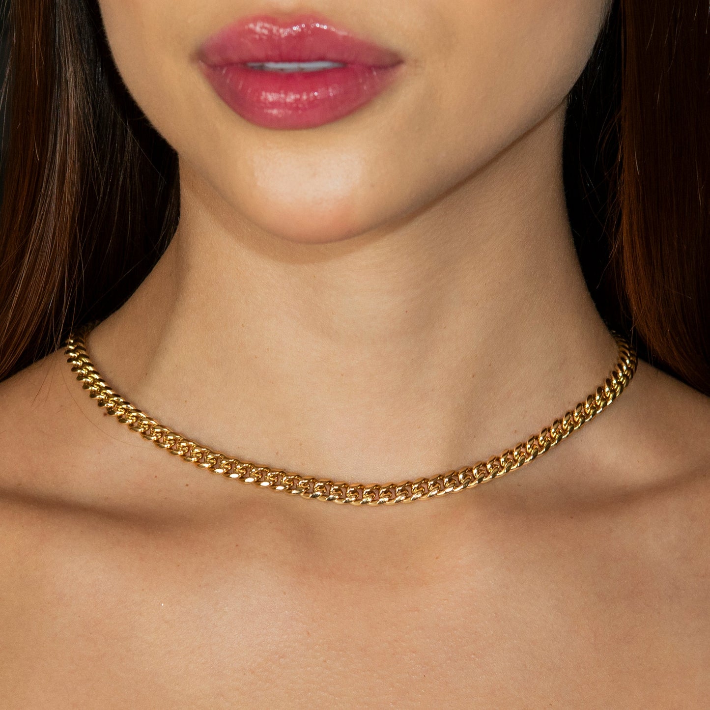 Gold Jewelry - Womens 14K Gold Chain Solid Miami Cuban Link