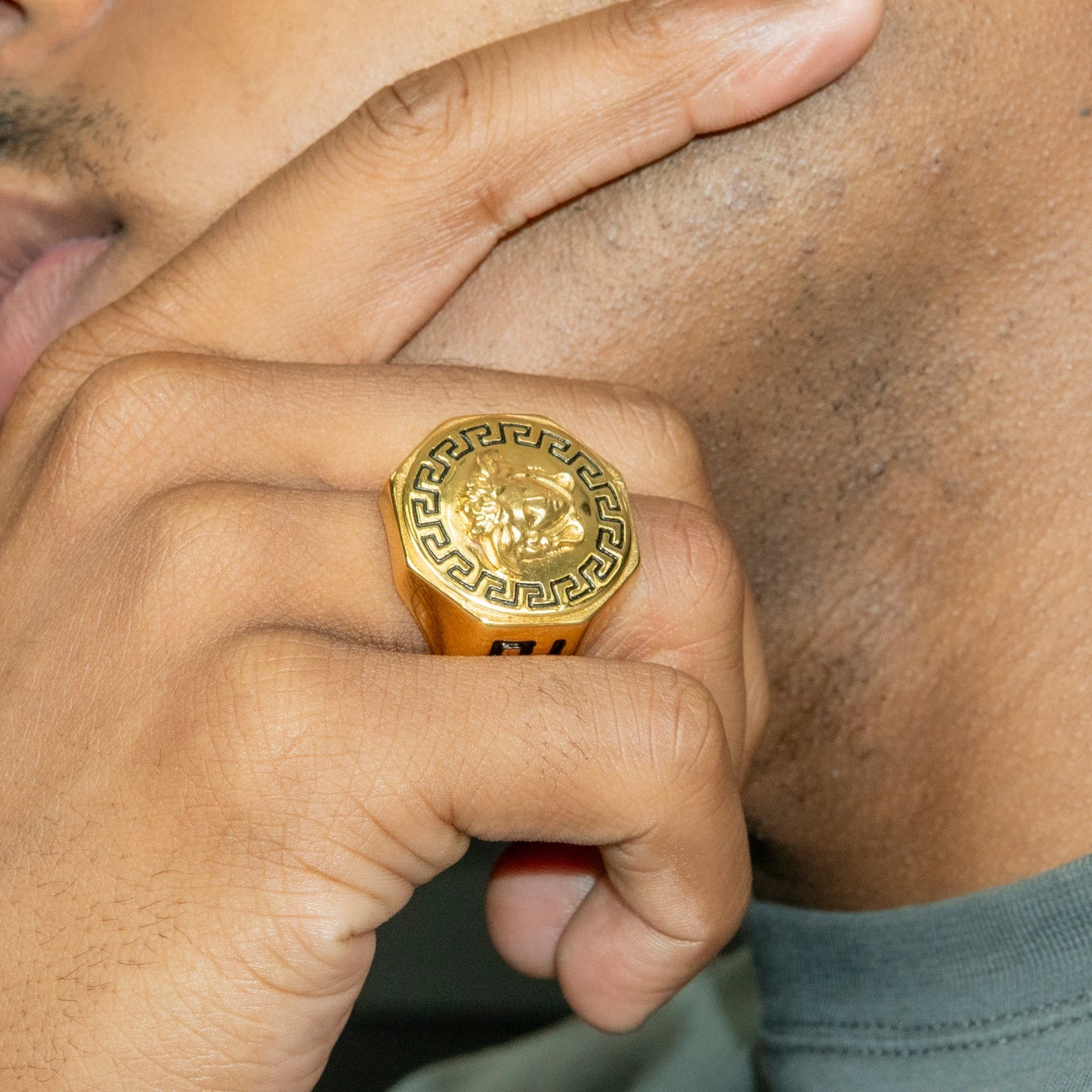 Mens Jewelry - Medusa Gold Pinky Ring | 22 Grams