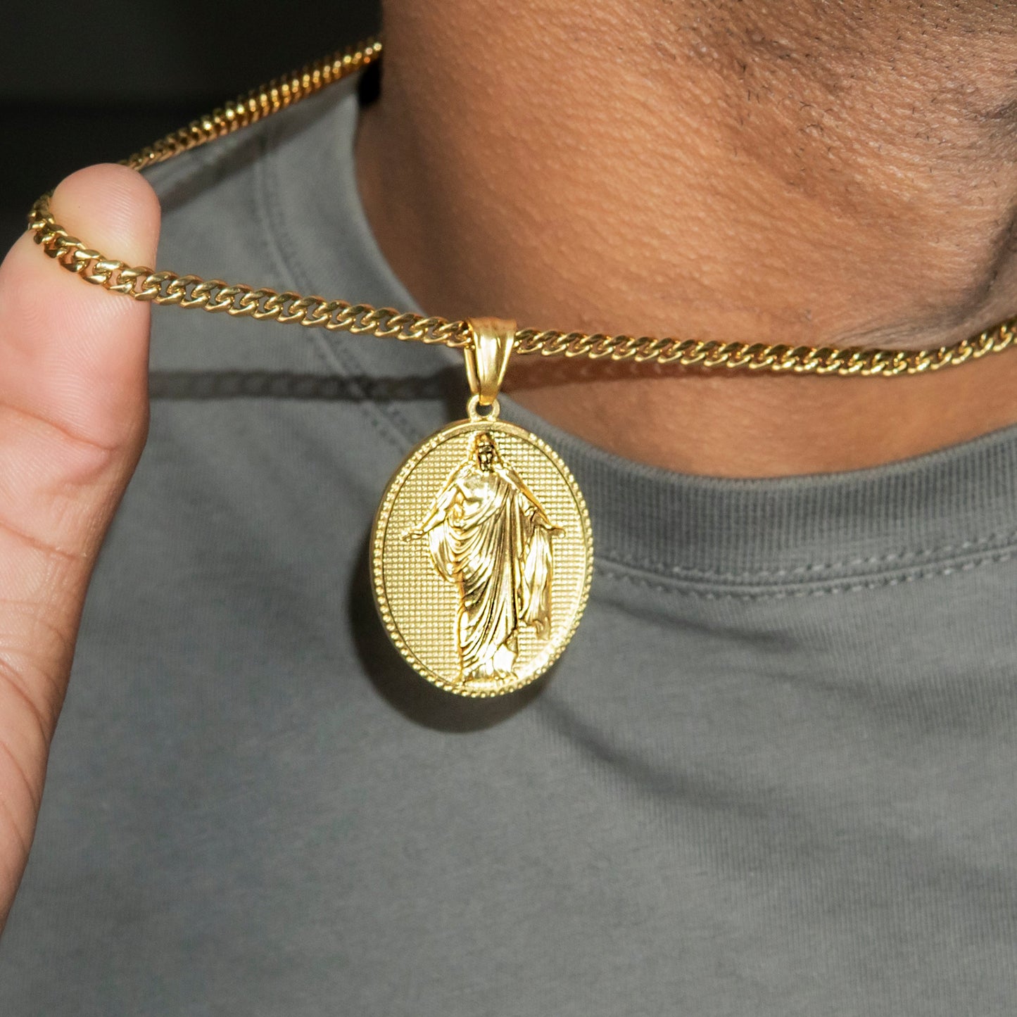 Mens Jewelry - 14K Gold Jesus Necklace | Appx. 11 Grams
