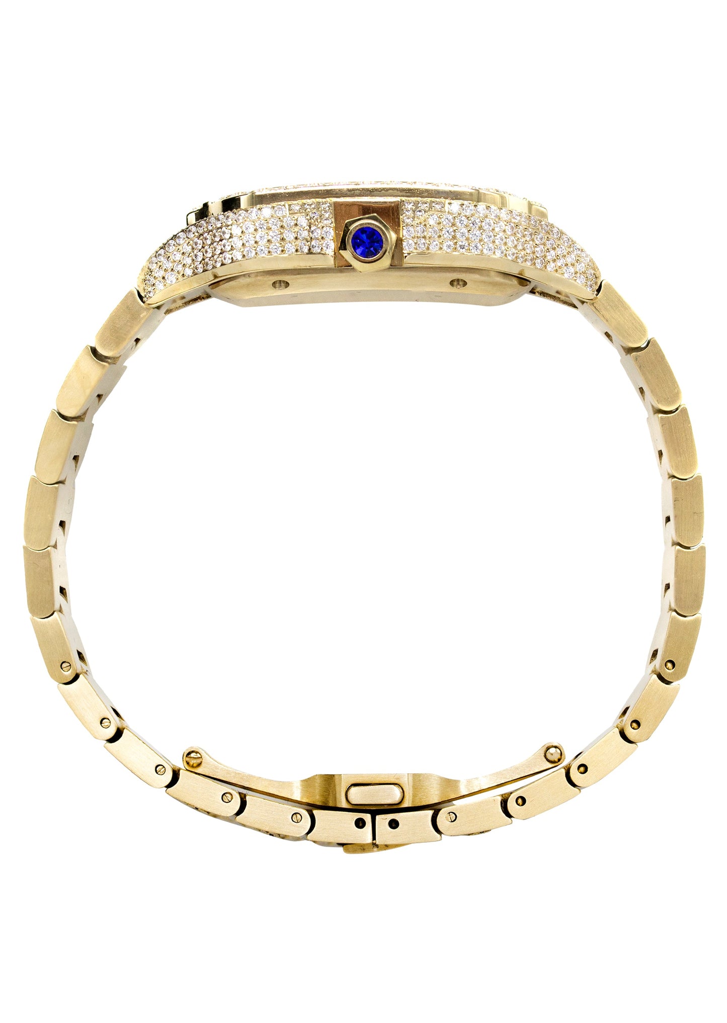 Mens Watch - Iced Out VVS Square Shape Roman Dial | Gold Stainless Steel Bust Down Watch
