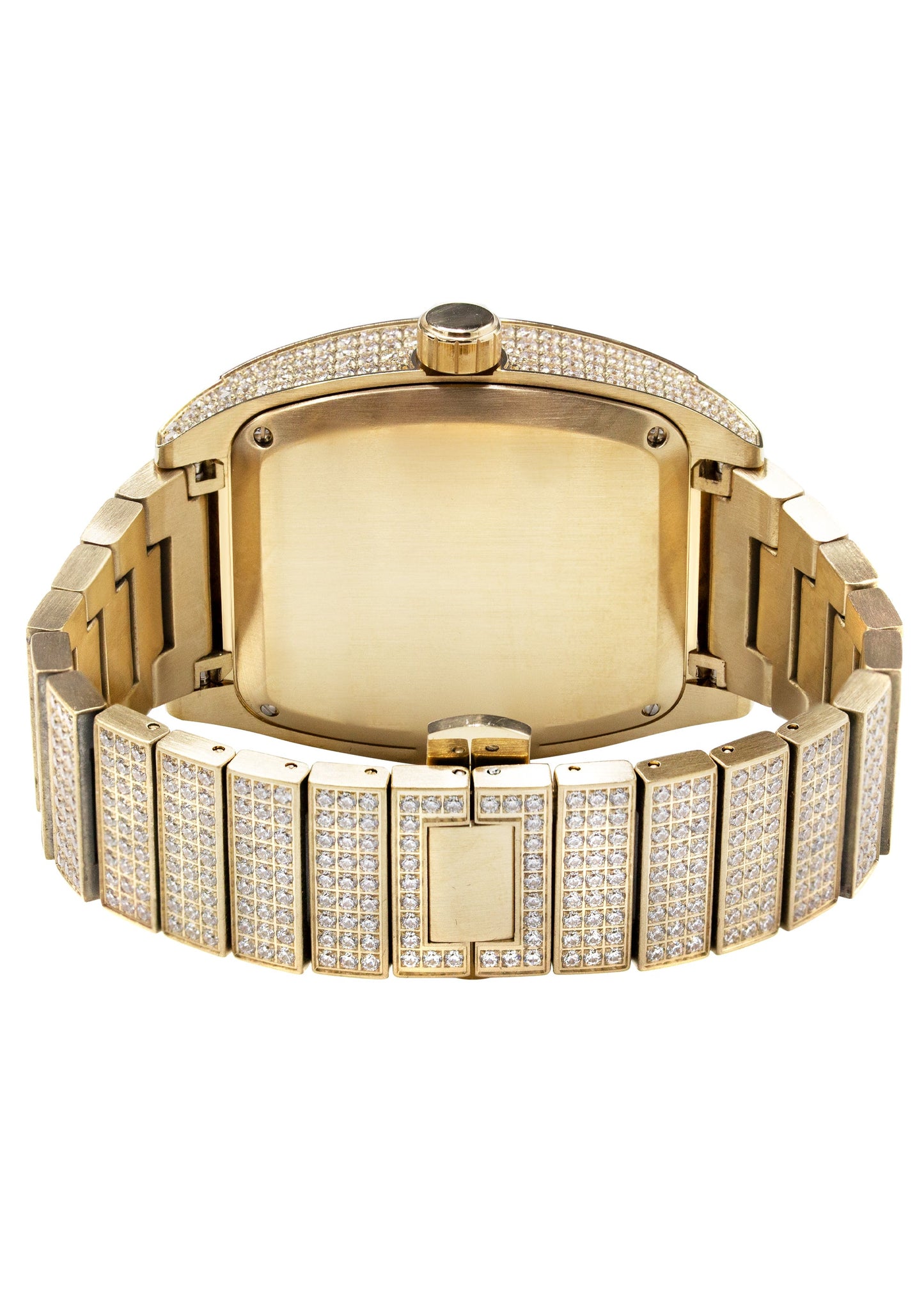Mens Watch - Iced Out VVS Arabic Dial | Gold Stainless Steel Bust Down Watch