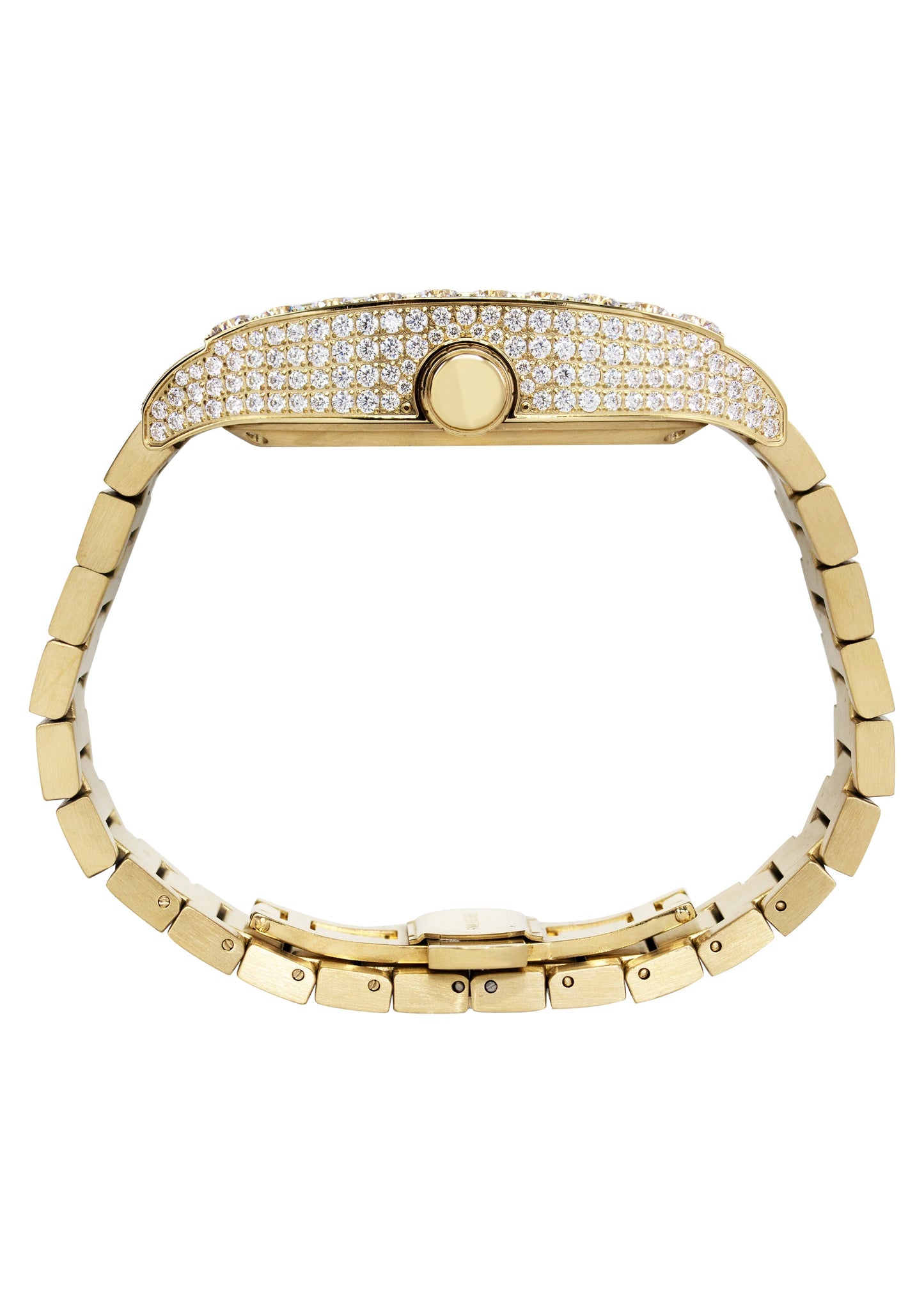 Mens Watch - Iced Out VVS Arabic Dial | Gold Stainless Steel Bust Down Watch