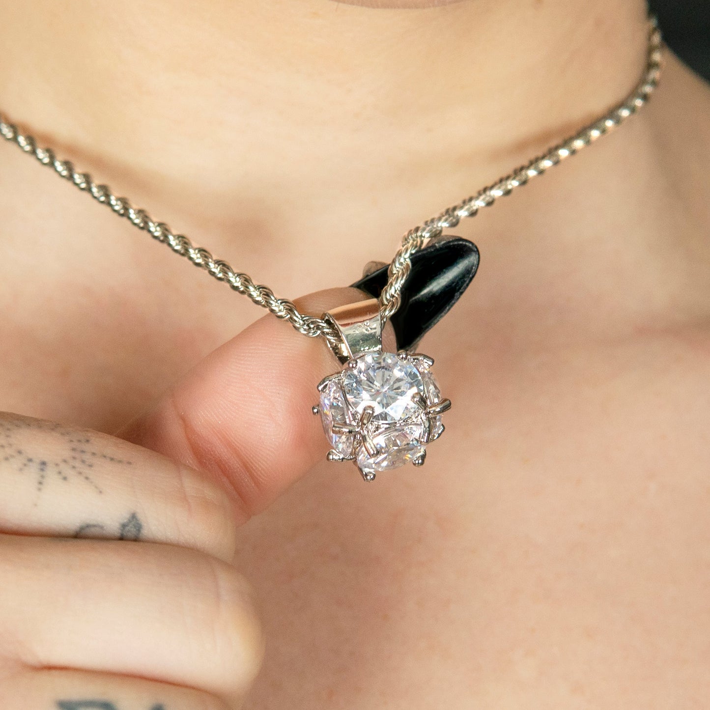 Womens Jewelry -14K White Gold Iced Out VVS Necklace | Appx. 19 Grams