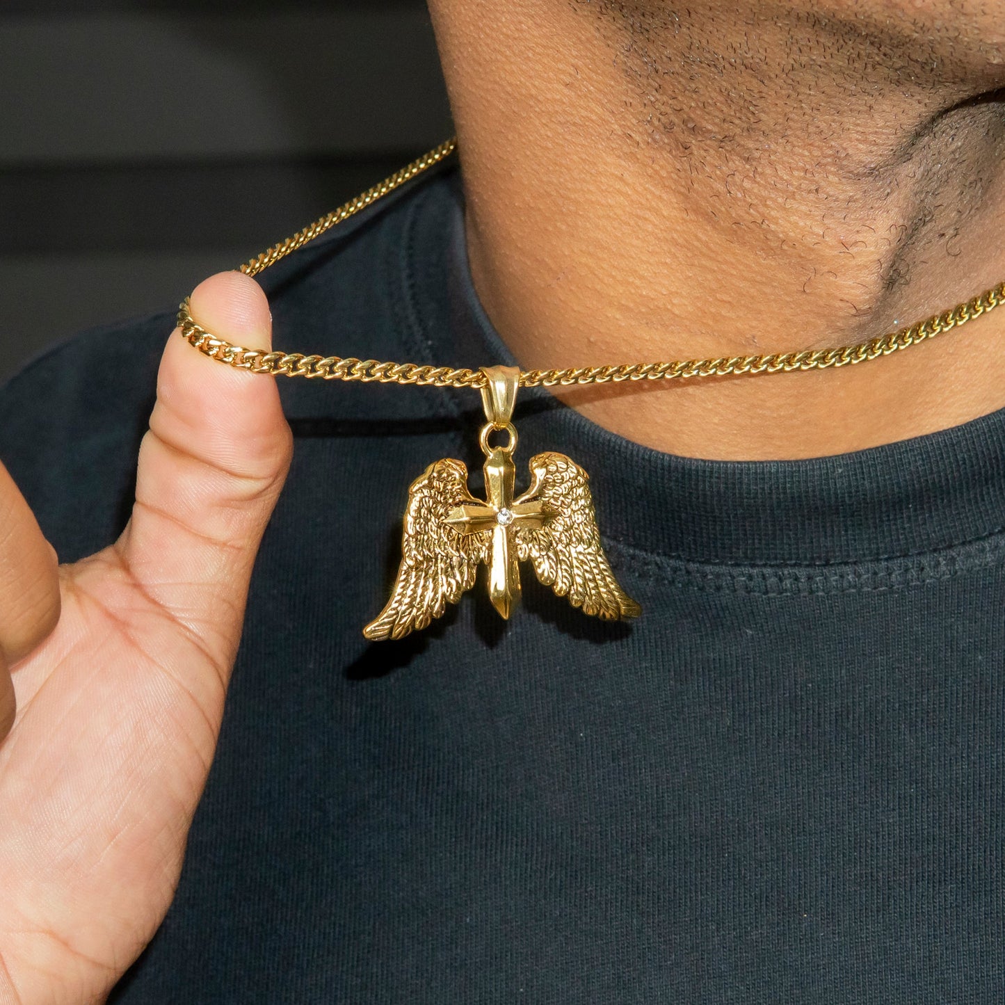 Mens Jewelry - 14K Gold Wings Necklace | Appx. 13 Grams