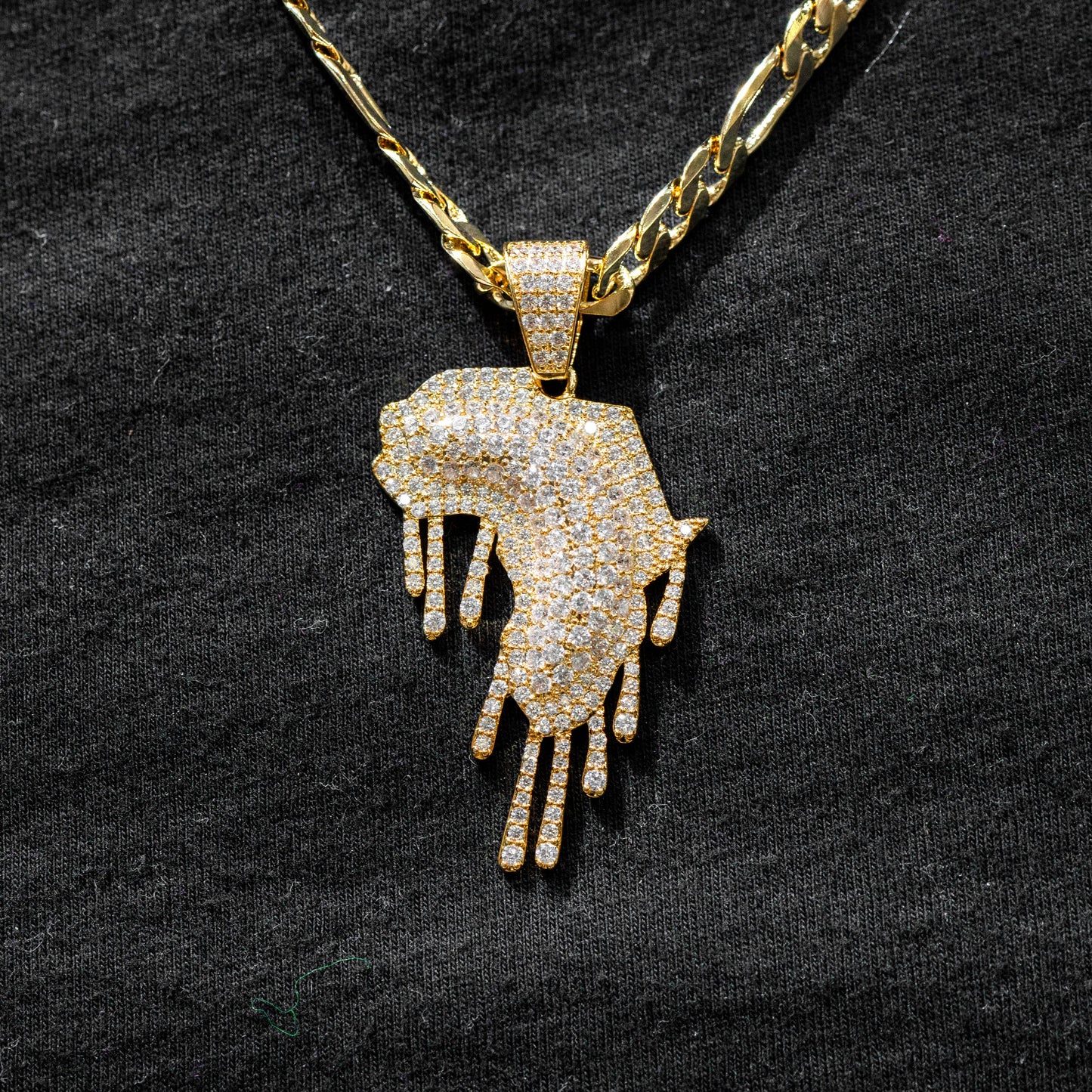 Mens Jewelry - Gold Iced Out VVS Africa Necklace | Appx. 15.5 Grams