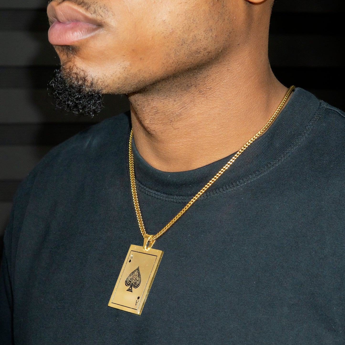 Mens Jewelry - 14K Gold Ace Of Spades Necklace | Appx. 17 Grams