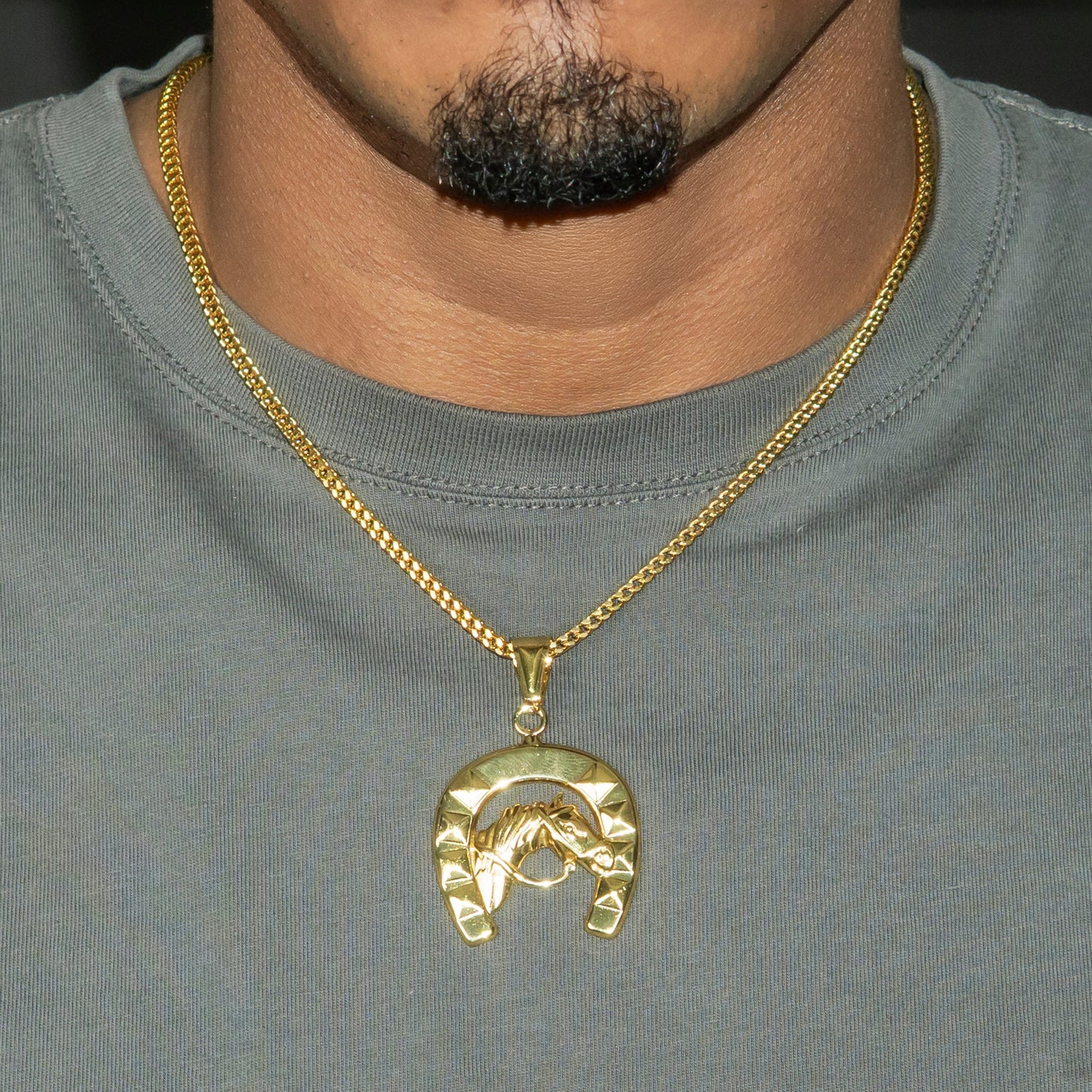 Mens Jewelry - 14K Gold Horse Shoe Necklace | Appx. 12 Grams