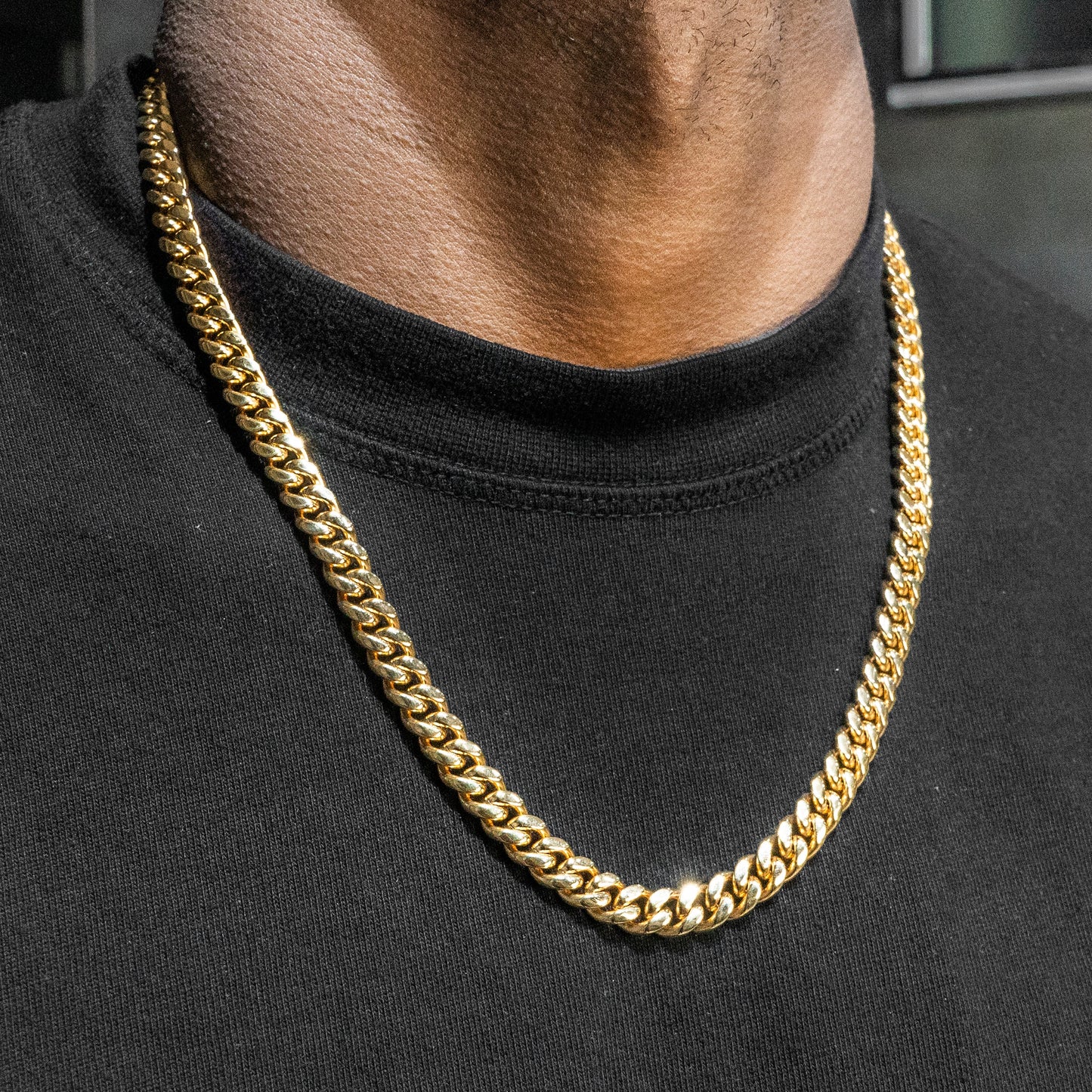 Gold Jewelry - Mens 14K Gold Chain Solid Miami Cuban Link