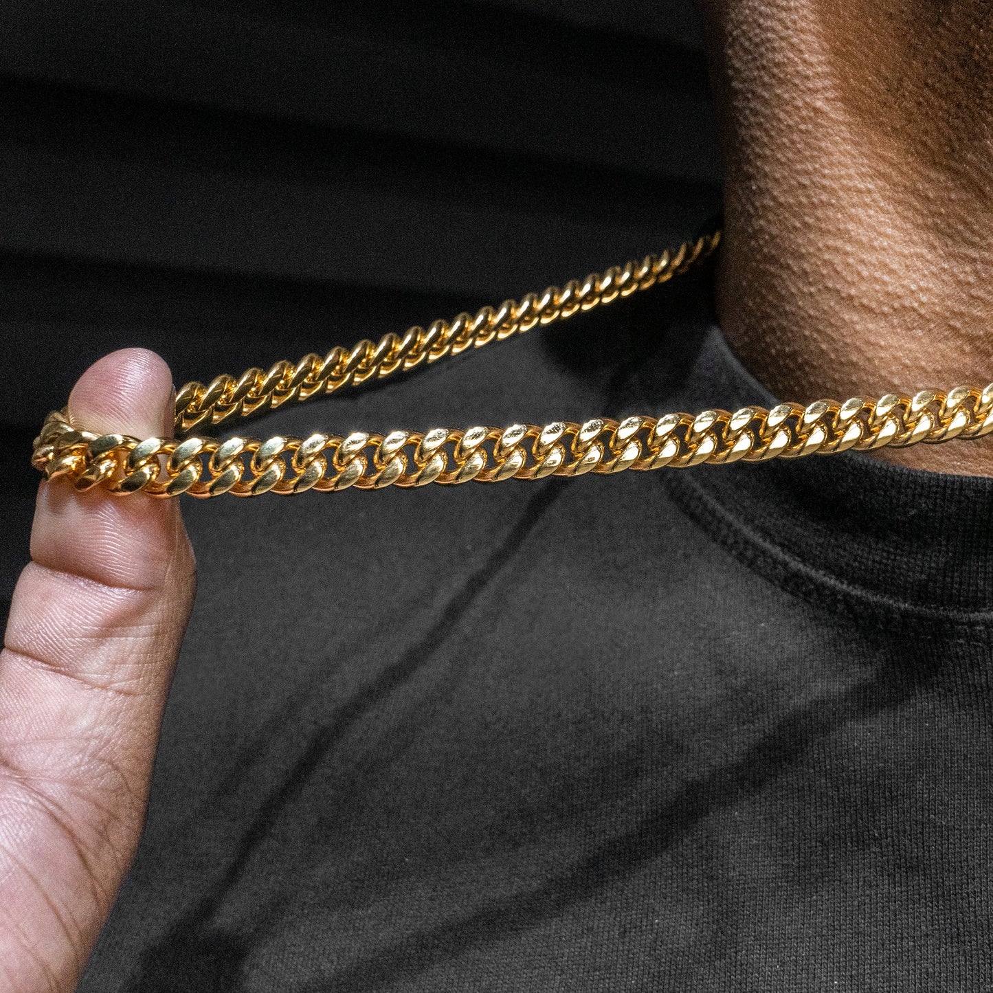 Gold Jewelry - Mens 14K Gold Chain Solid Miami Cuban Link